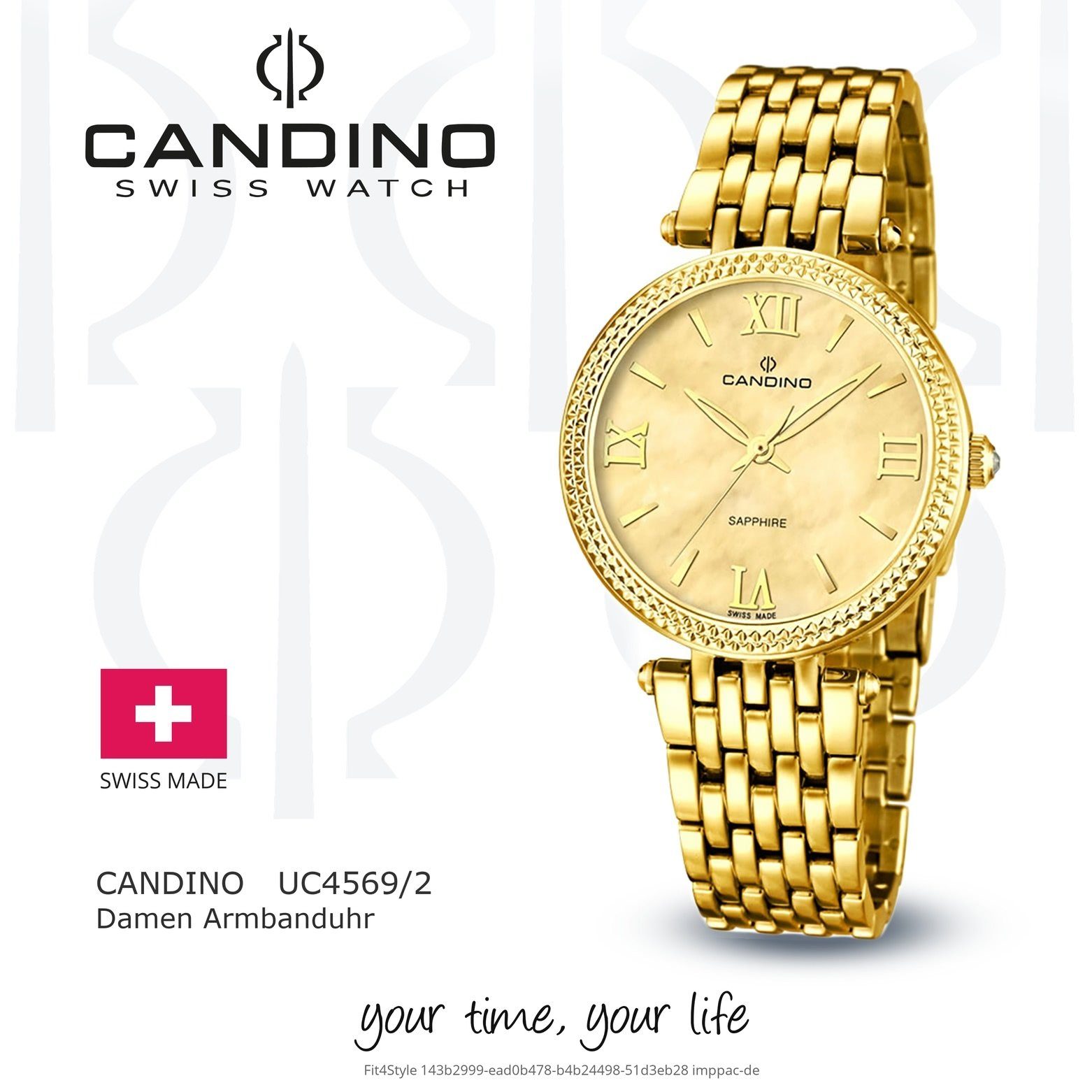 C4569/2, Damen Quarzwerk Damen Edelstahlarmband Candino gold, Fashion Quarzuhr Uhr Armbanduhr Candino rund,