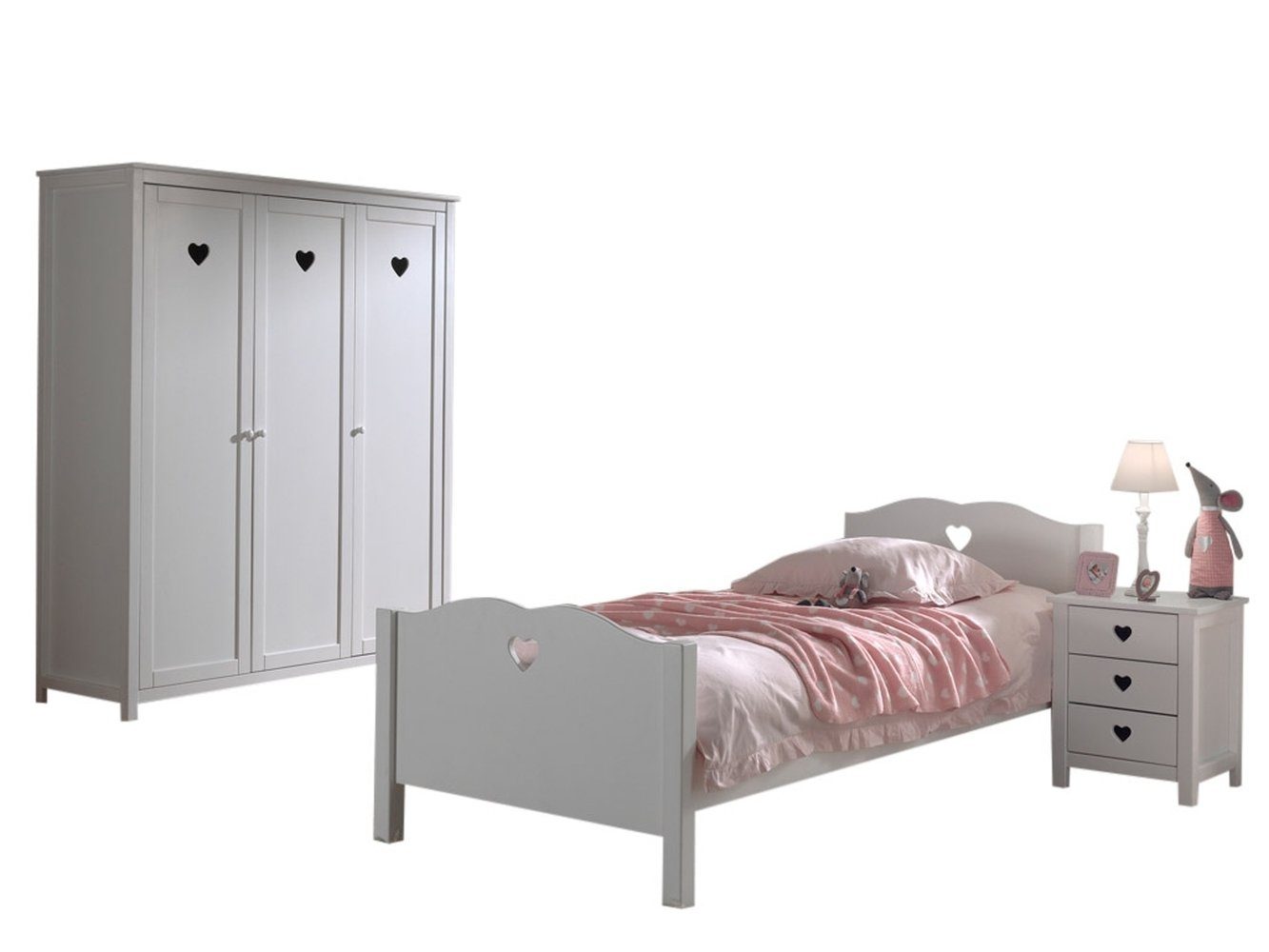 Vipack Jugendzimmer-Set aus Massiv Kiefer und MDF in Weiß.