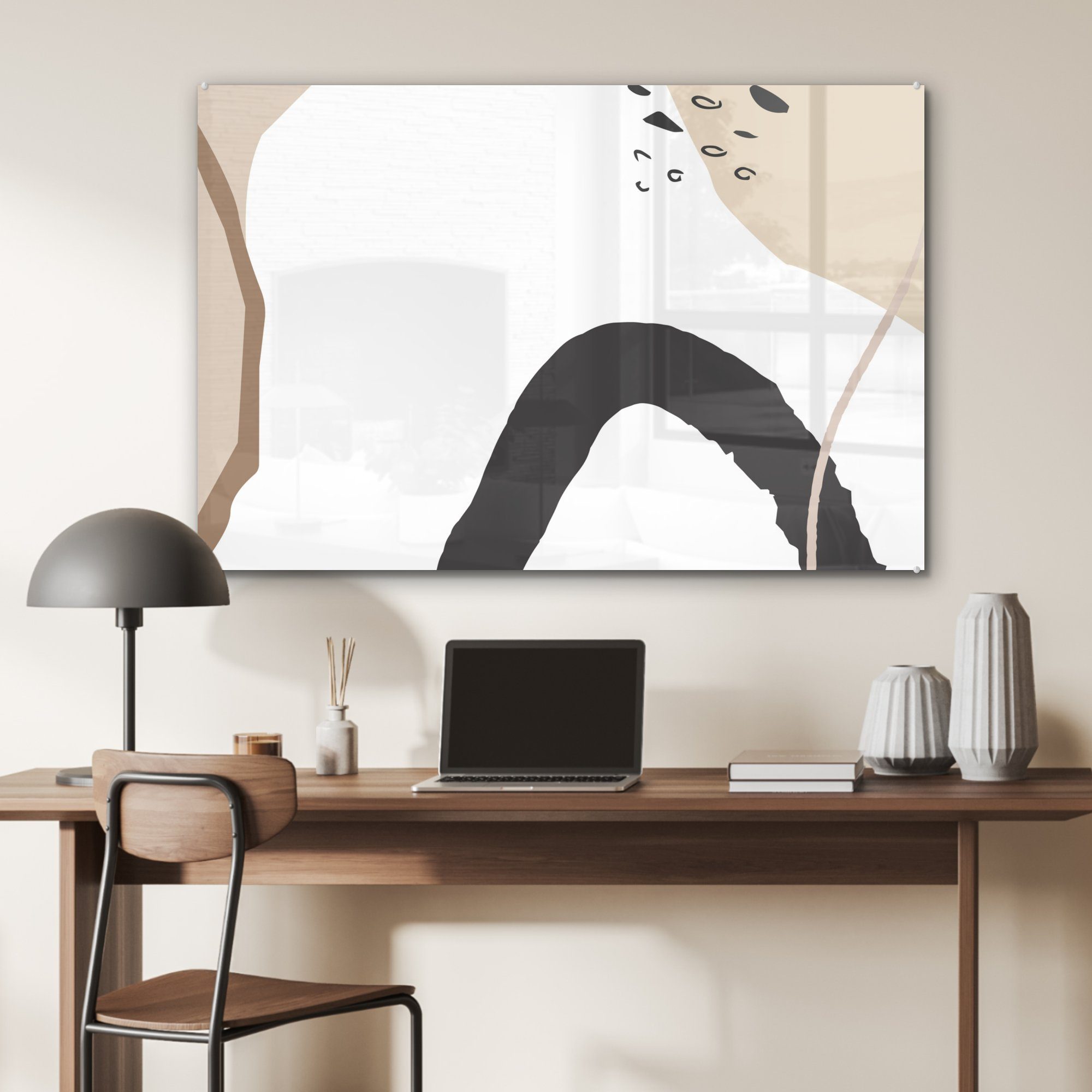 MuchoWow Acrylglasbild Sommer - & Schlafzimmer - (1 Weiß, Wohnzimmer St), Abstrakt Acrylglasbilder