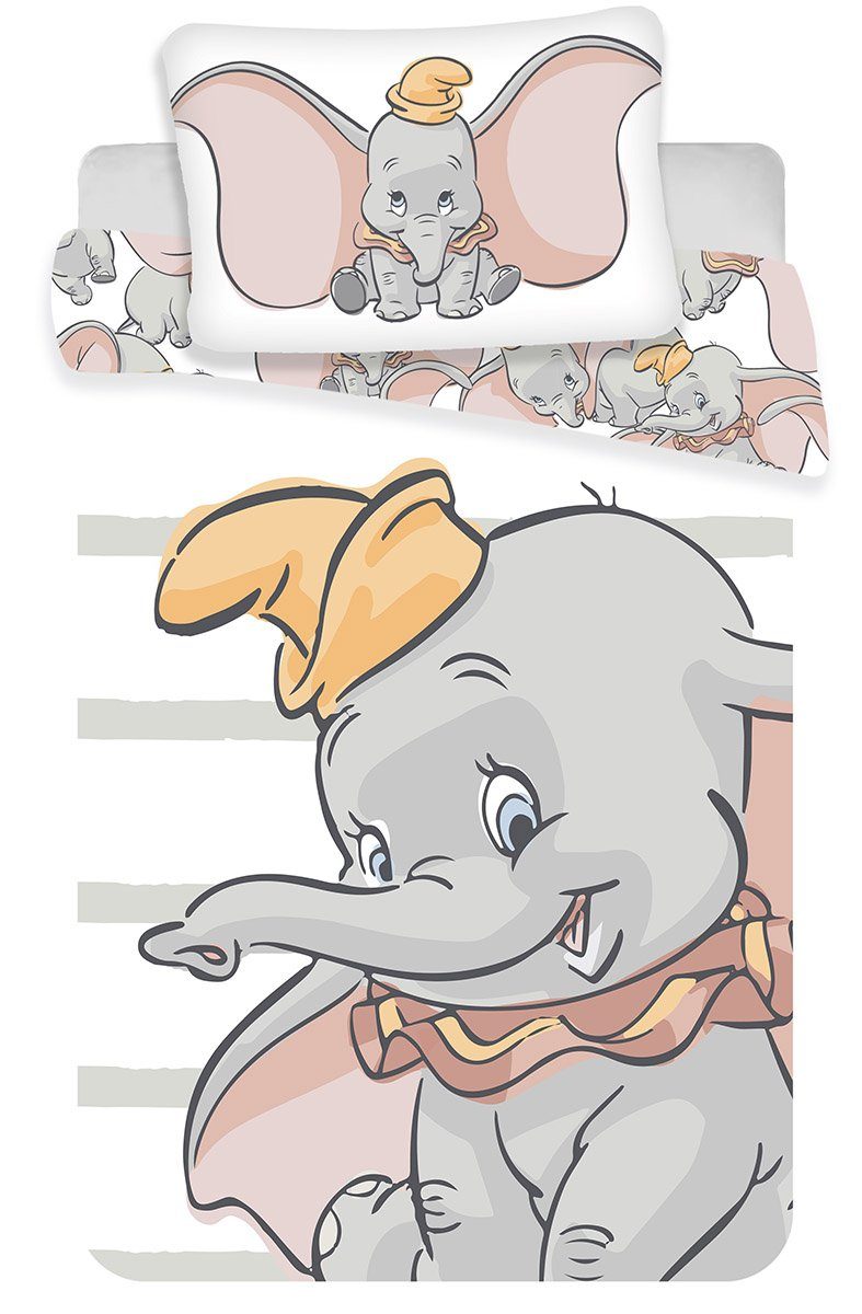 Disney Kinderbettwäsche Disney Dumbo Kinderbettwäsche 100x135 und 40x60 cm 100% Baumwolle, Renforcé, 2 teilig