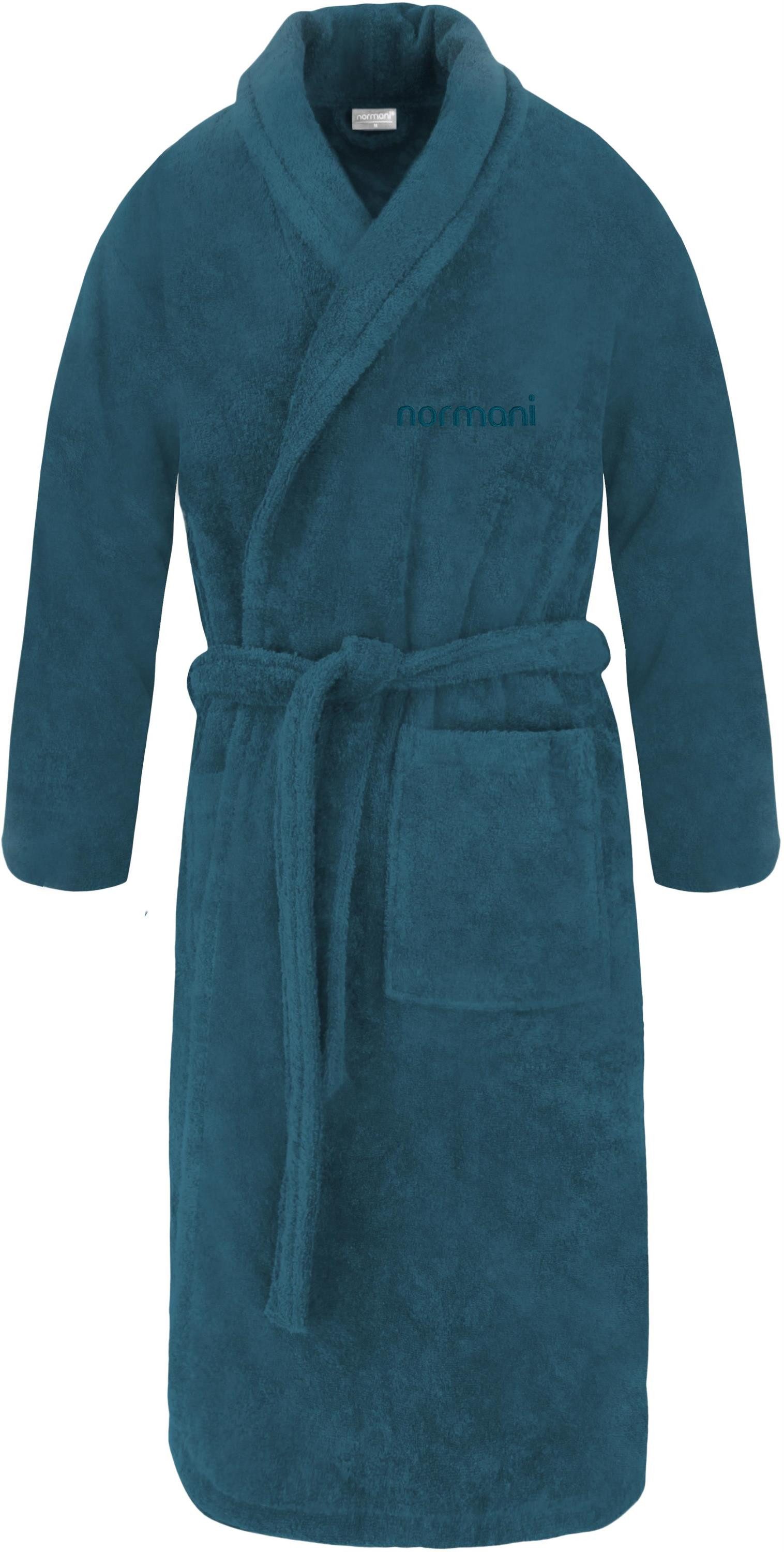 normani Bademantel Unisex Baumwoll-Bademantel 450 g/m² Flee, Bio-Baumwolle, Schalkragen, Bindegürtel, Bademantel aus extra dickem Material