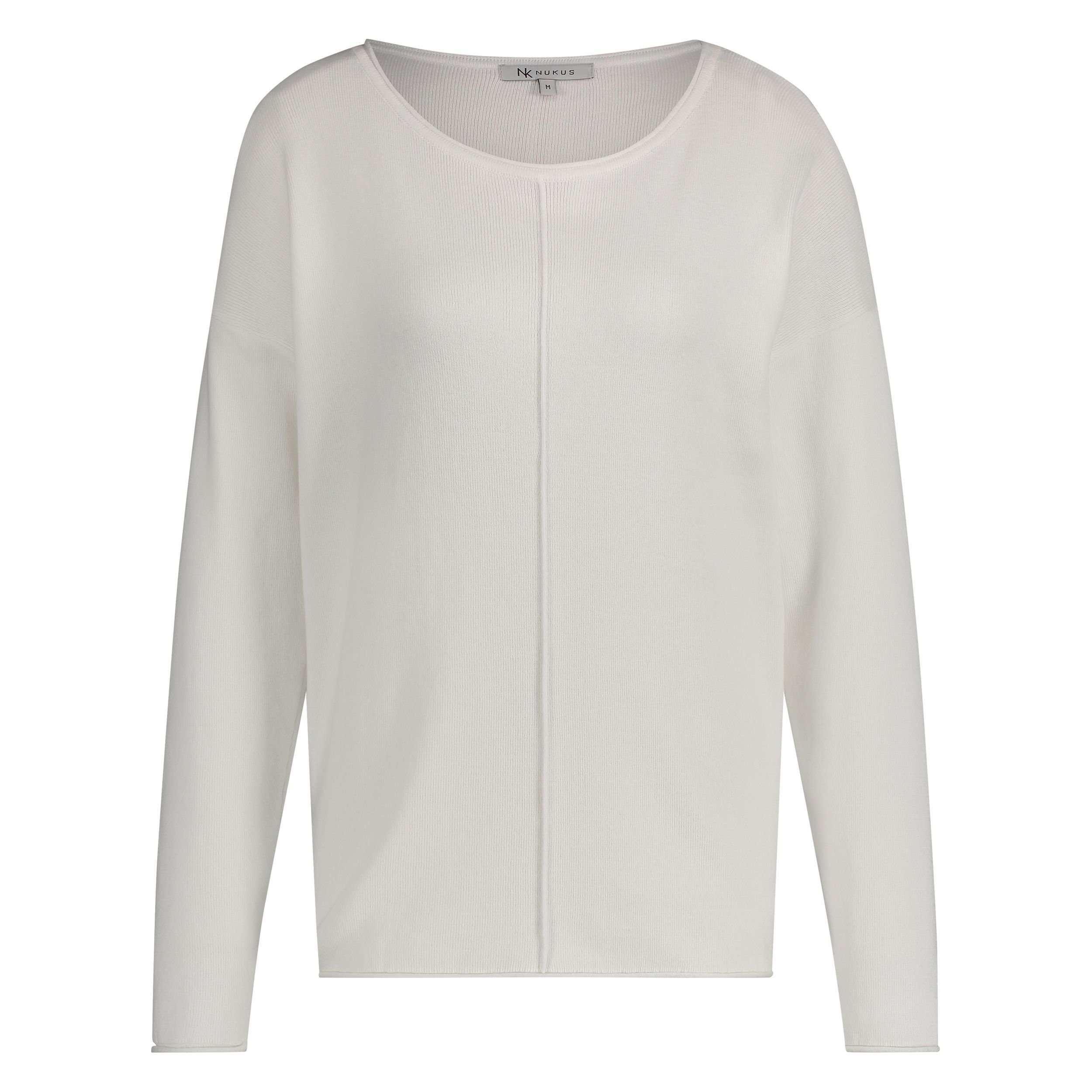 Strickpullover Nukus Damen Sweater Sweatshirt Gina2 Strickpullover Pullover Longsleeve Weiß White Baumwolle