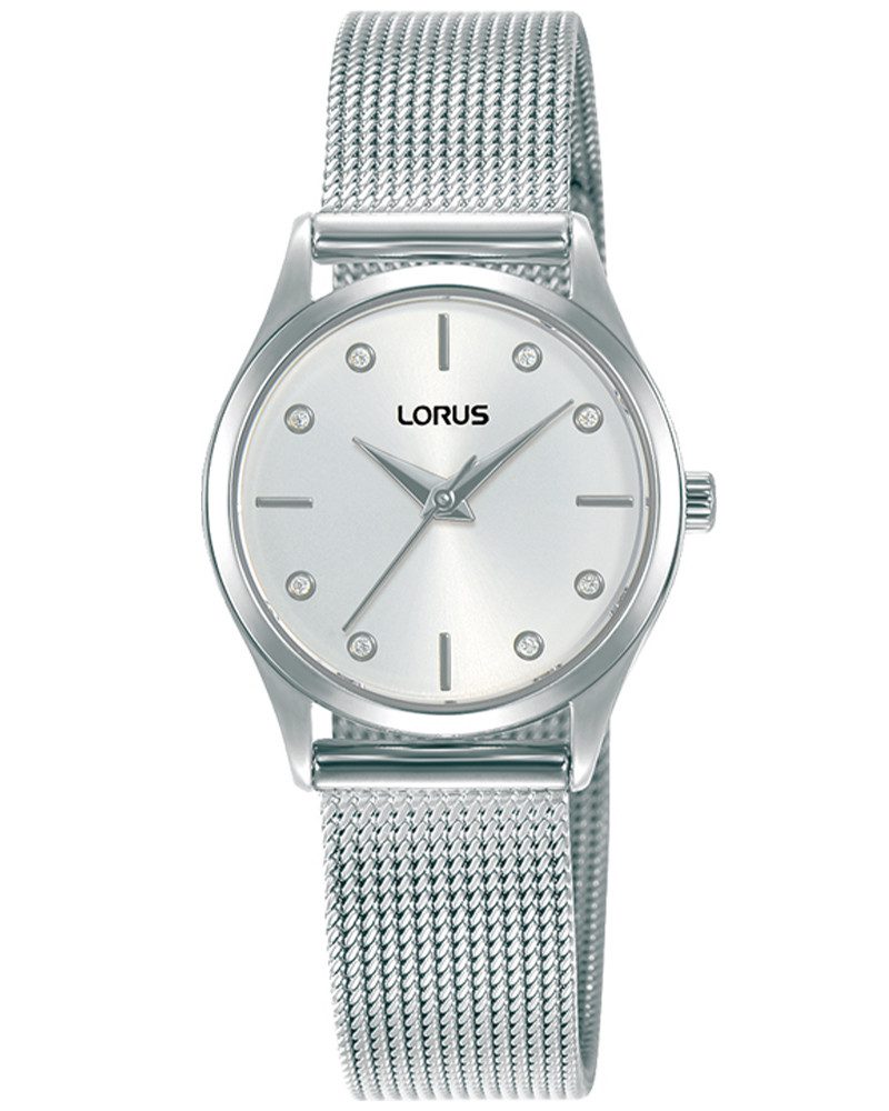LORUS Quarzuhr RG211ZX9, Armbanduhr, Damenuhr, Edelstahlarmband, analog, Glassteine