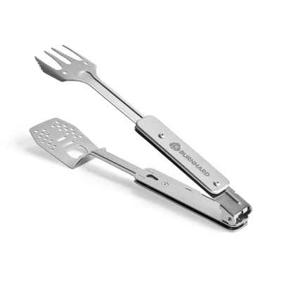 BURNHARD Grillbesteck-Set Grillbesteck Multitool 4-in-1, inkl. Grillwender, Grillgabel, Grillzange und Flaschenöffner