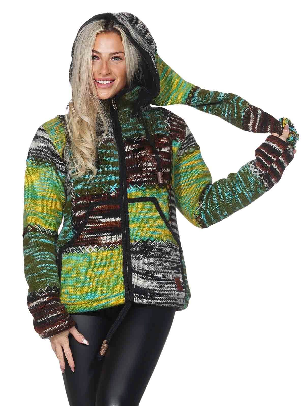 KUNST UND MAGIE Strickjacke Damen Strickjacke Wolle Bunte Patchwork Jacke Z günstig online kaufen