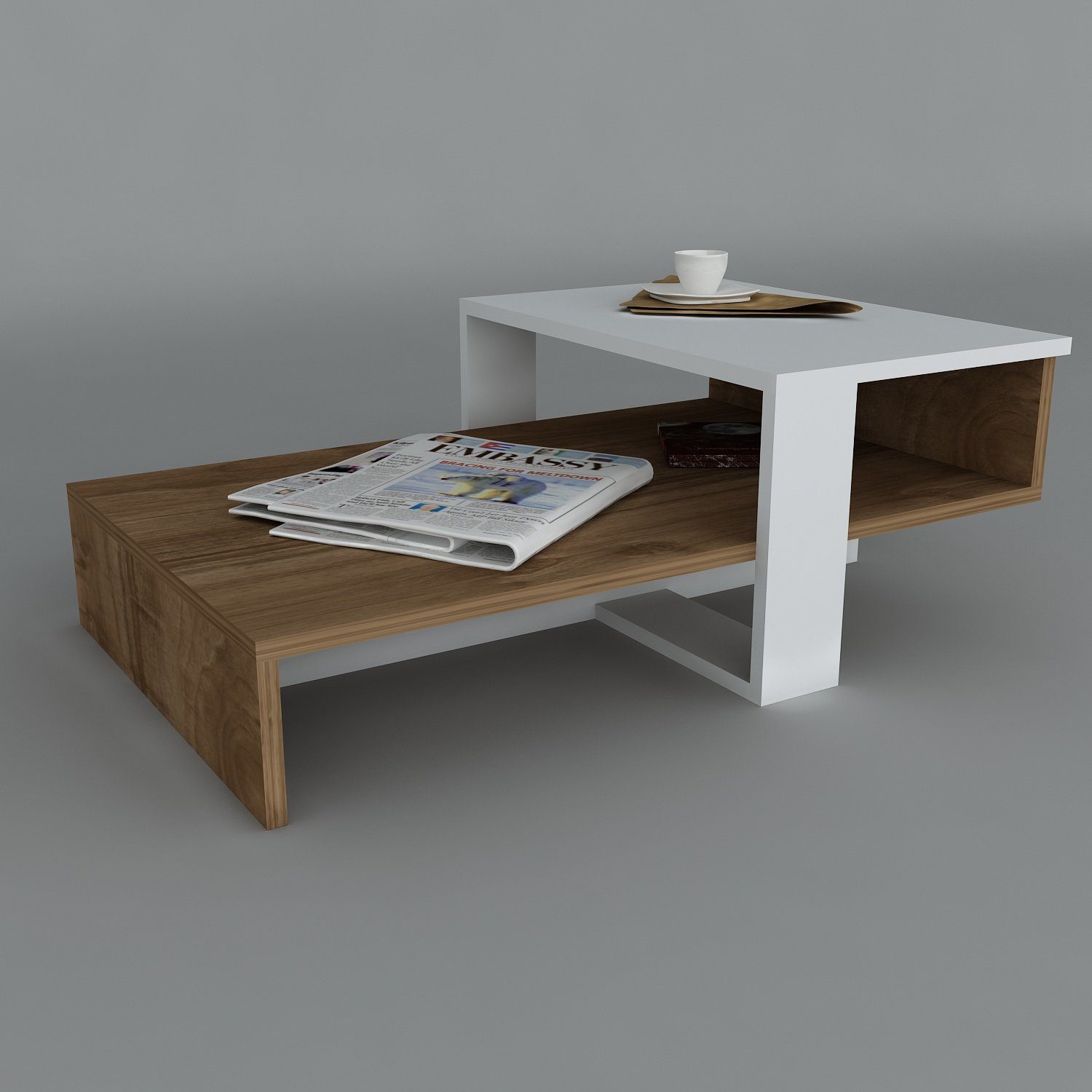 Couchtisch CHAIN Weiß Walnuss von MOEBEL17 - MOEBEL17