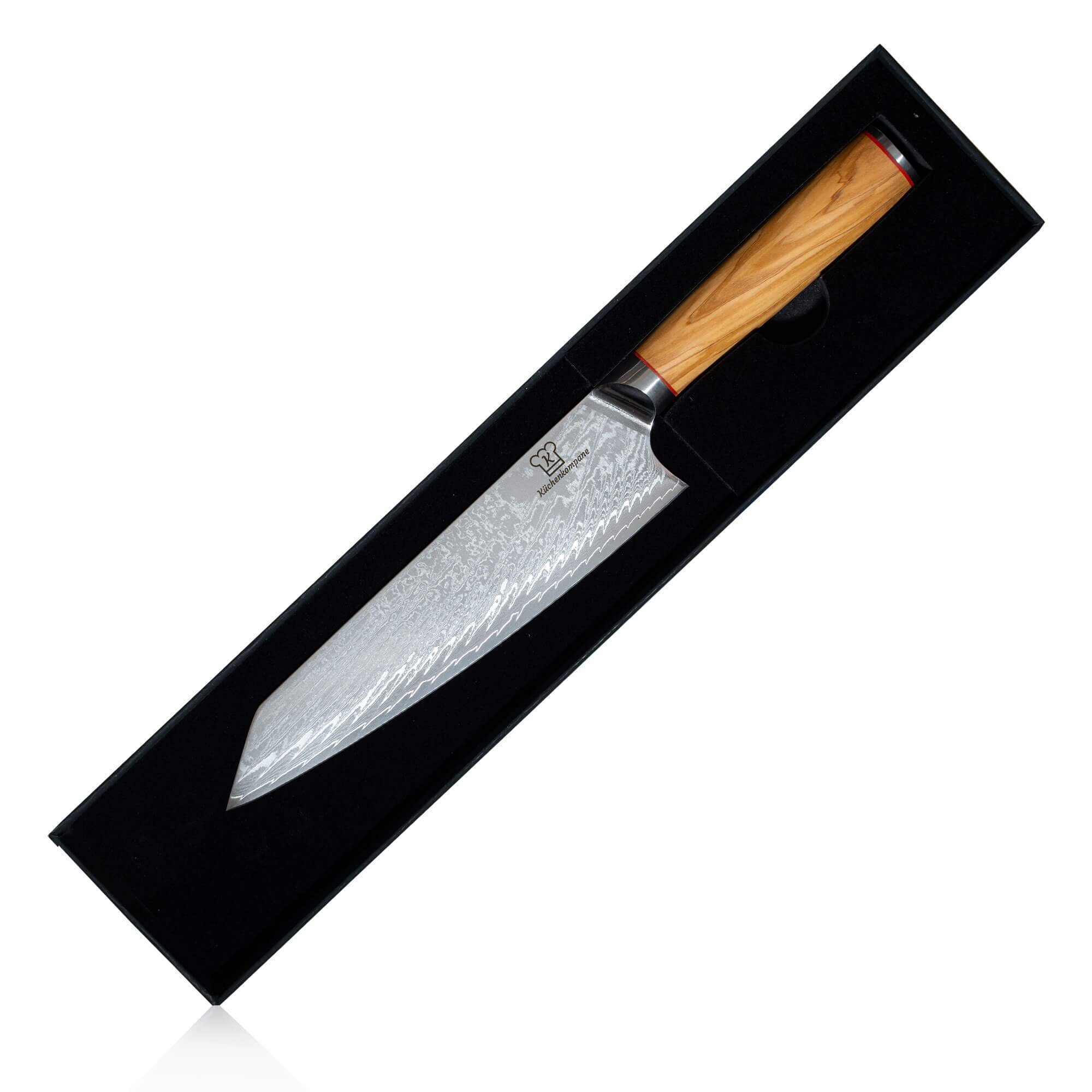 Küchenkompane Kochmesser Küchenkompane Mokuzai Chefmesser – VG10 Damaststahl – Olivenholz