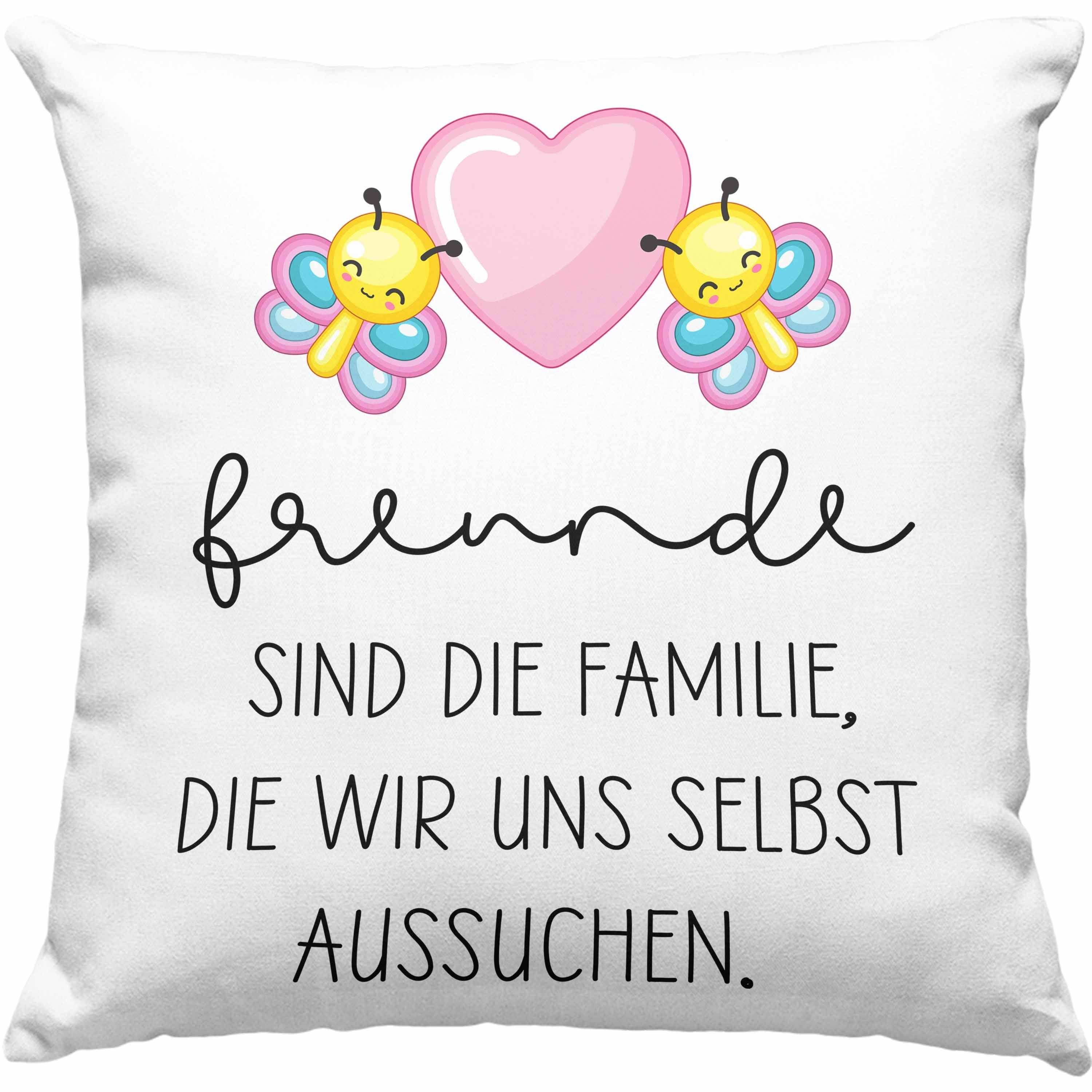 Trendation Dekokissen Trendation - Freunde Sind Die Familie Die Wir Uns Selbst Aussuchen Kissen Geschenk Beste Freundin Bester Freund Geschenkidee Spruch Dekokissen mit Füllung 40x40