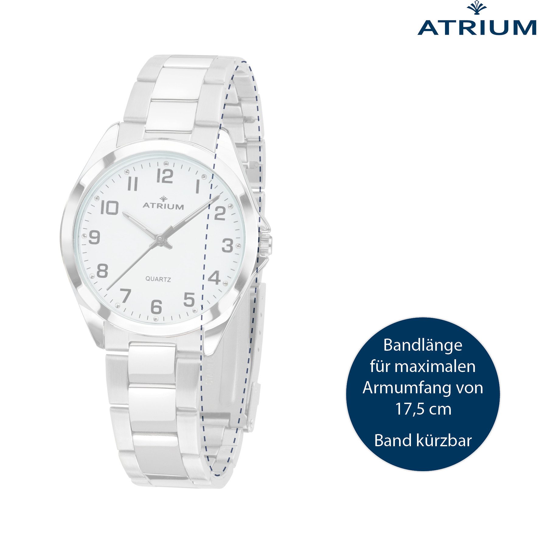 Atrium Quarzuhr A11-30 Damen Armbanduhr Edelstahlband, analog klassisch schlicht modern deutlich Geschenk Ø 27 mm