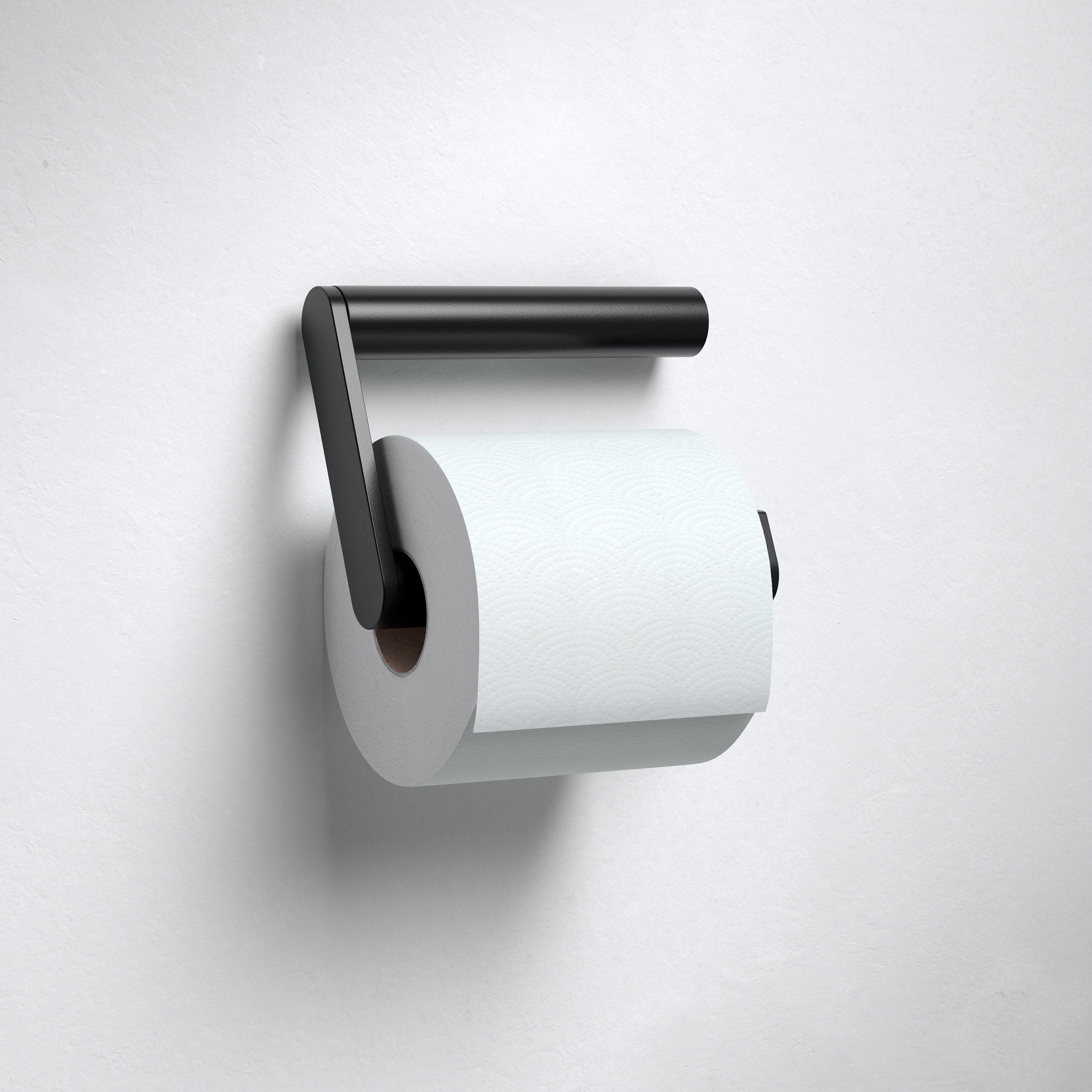 Keuco Toilettenpapierhalter Plan mit offenem Bügel (Vormontiert), schwenkbar, Metall schwarz matt, Made in Germany, Wandmontage – Bild 4 von 5