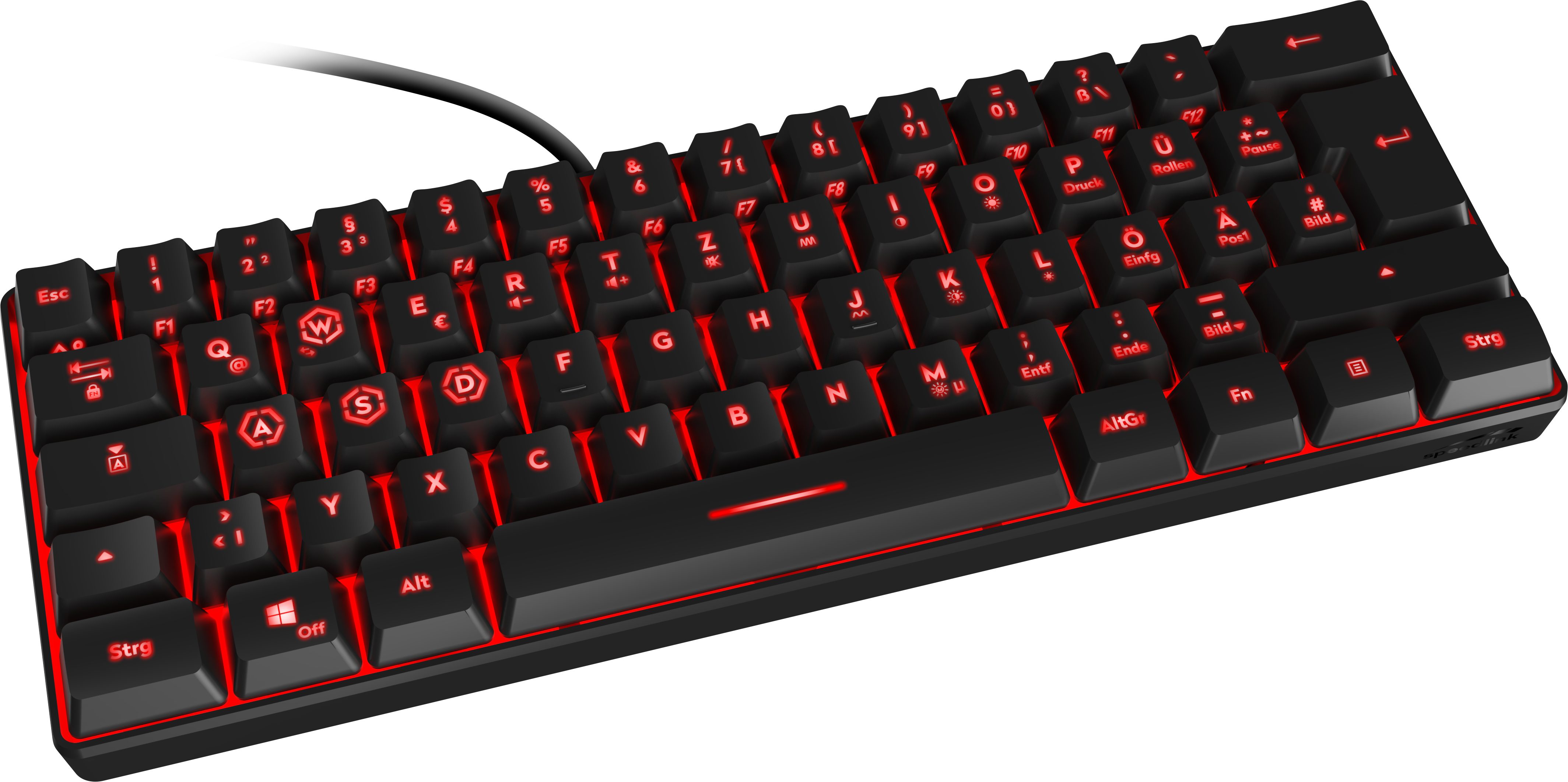 Speedlink LETOS RGB Gaming Keyboard, 60% Tastenfeld, schwarz - DE layout - Gaming-Tastatur (mit Hintergrundbeleuchtung)