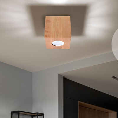 etc-shop Deckenstrahler, Leuchtmittel nicht inklusive, Deckenleuchte Deckenlampe Würfel Holz H 10 cm Wohnzimmer Schlafzimmer
