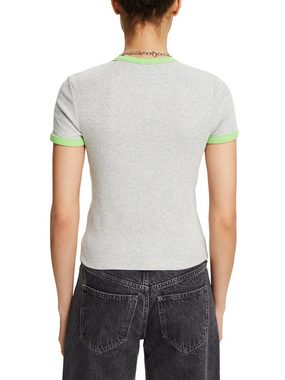 Esprit T-Shirt Ringer-T-Shirt mit Rippstruktur (1-tlg)