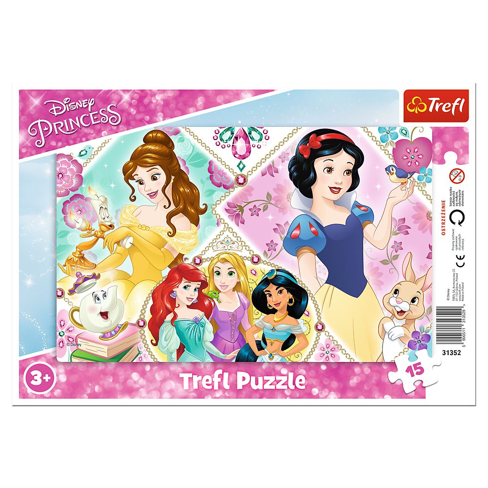 Disney Princess Puzzle Princess Puzzle 15 Teile Zauberhafte Puzzlewelt für Kinder, Puzzleteile