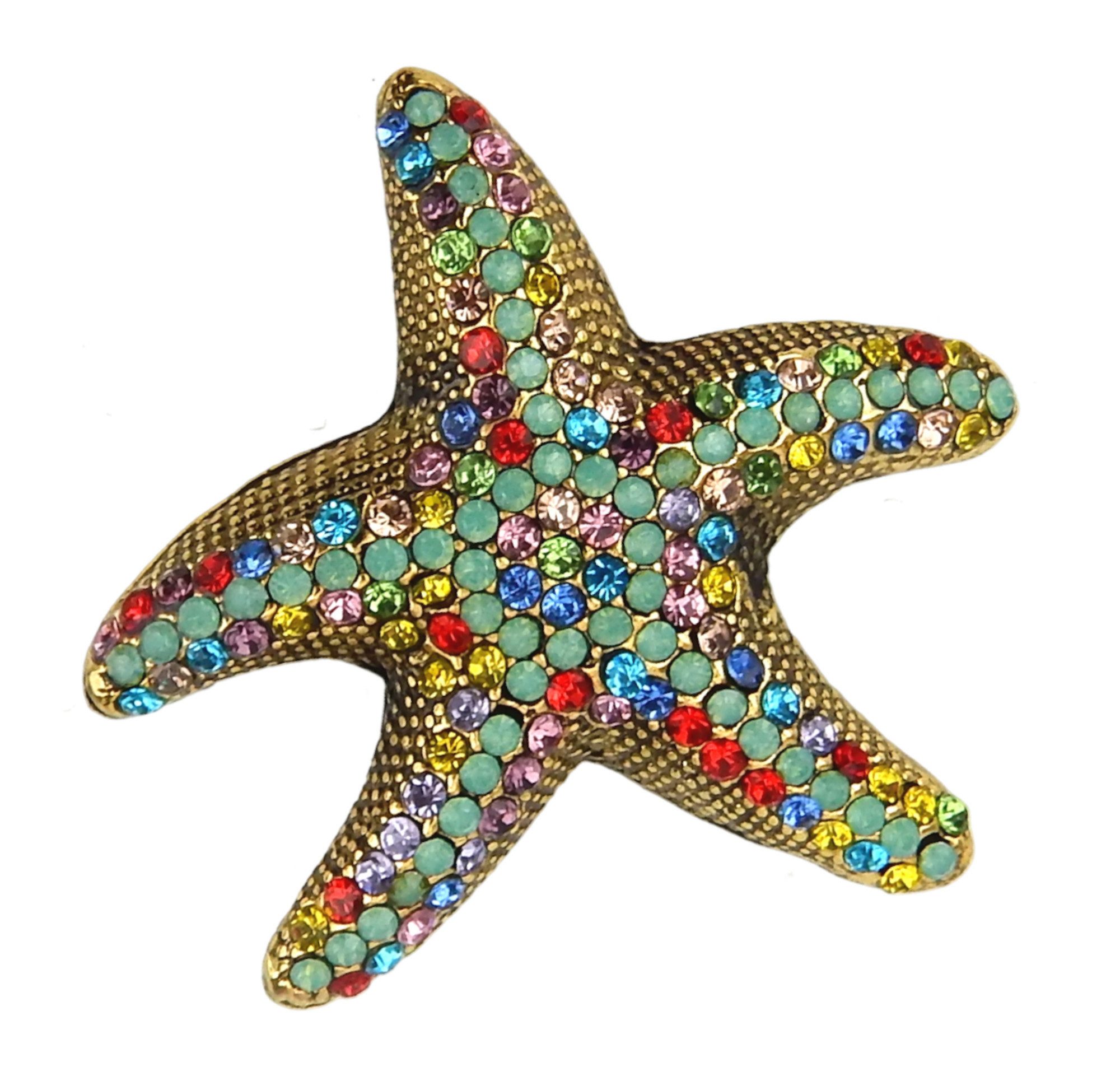 Ella Jonte Brosche, Maritime Seestern Brosche gold mit bunten Strasssteinen günstig online kaufen
