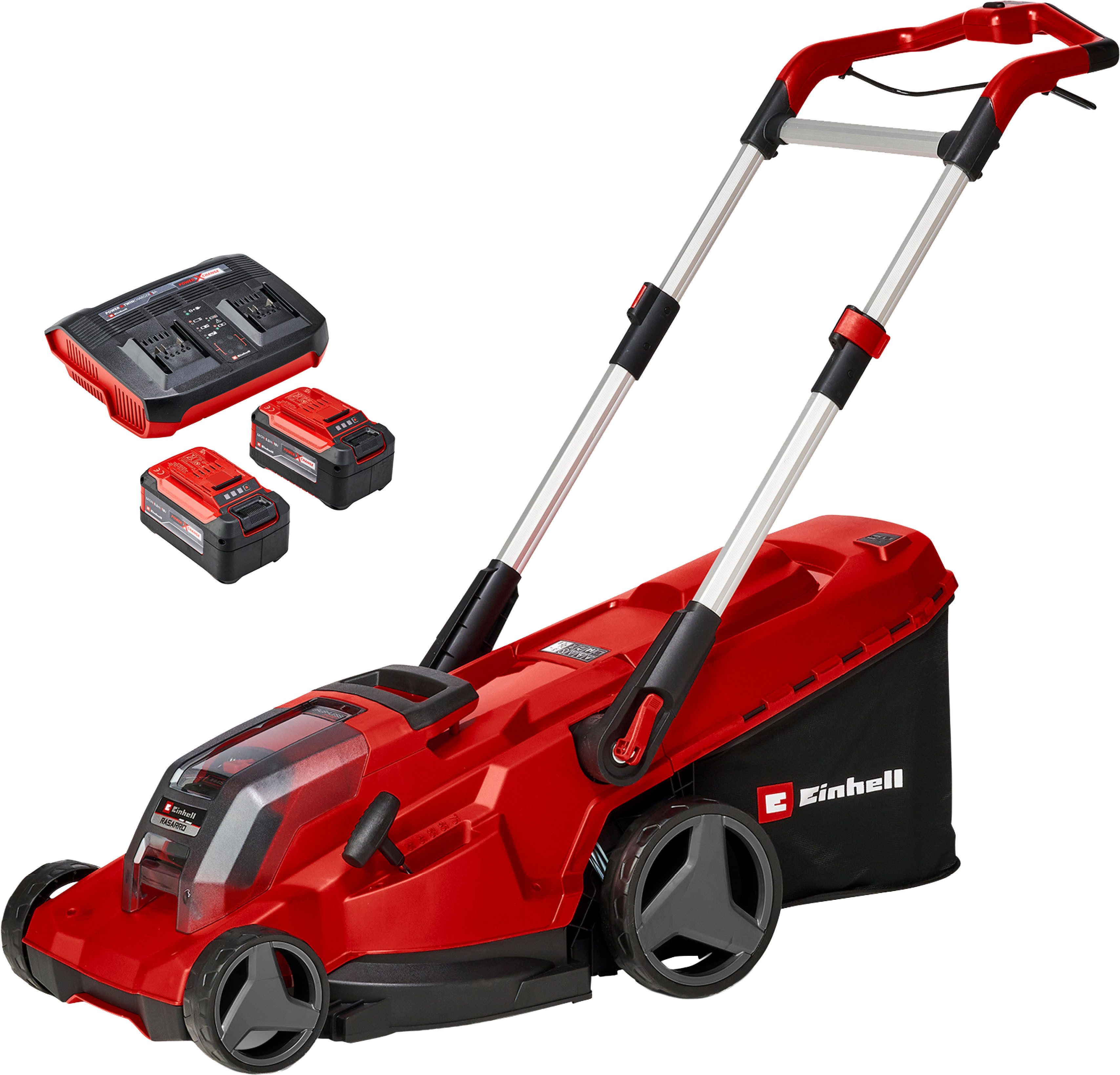Einhell Akkurasenmäher RASARRO 36/42 (2x5,2Ah), 42 cm Schnittbreite, mit 2x Akku 18V/5,2Ah und 1x Ladegerät