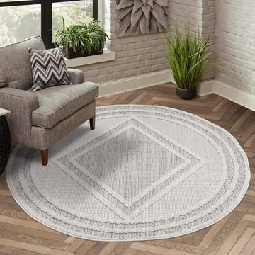 Teppich LINDO 8853, Carpet City, rund, Höhe: 11 mm, Kurzflor, Hochtief-Muster/ 3D-Effekt, Boho-Stil, Wohnzimmer