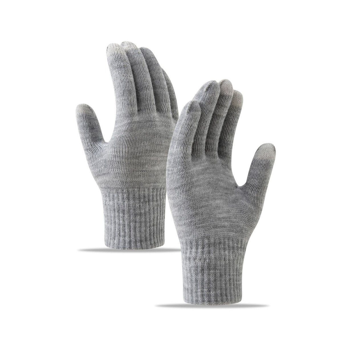 Die Sterne Trikot-Handschuhe Gestrickte Handschuhe mit Schneeflocken-, Strass- und Fleece-Stickerei grau