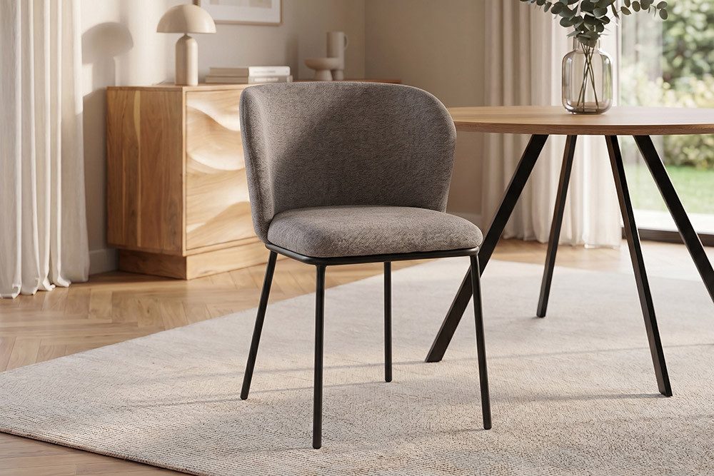 riess-ambiente Esszimmerstuhl LYON grau/beige - Chenille, Metallgestell, Sitzschale, Komfort, dezent (Einzelartikel, 1 St), Retro trifft Modern - ideal für Wohn- und Esszimmer oder Küche