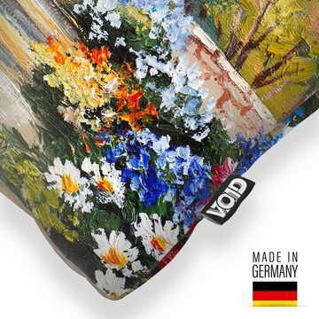 Kissenbezug, VOID (1 Stück), Sofa-Kissen Blumen Gemälde Garten Blüten Hobby Park Bäume Landschaft Malerei Kunst Blumengarten Terrasse Sommer Frühling Spazieren Wandern