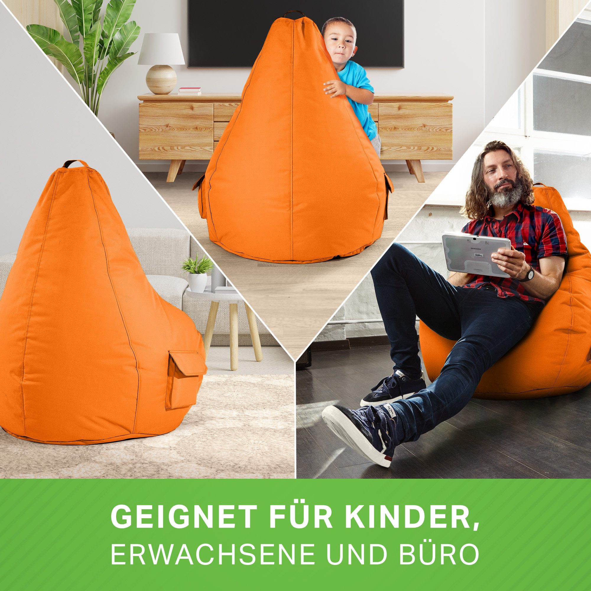 Green Bean Sitzsack Gaming Sitzsack Lounge Chair Cozy (Sitzsack mit Rückenlehne 80x70x90cm - Gaming Chair mit 230L EPS-Perlen Füllung, Kuschelig Weich Waschbar), Bean Bag Bodenkissen Lounge Sitzhocker Relax-Sessel Gamer Gamingstuhl