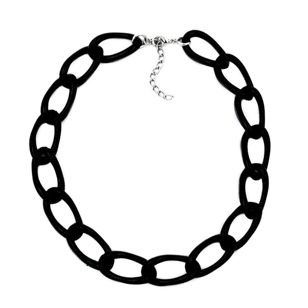 unbespielt Collier Modeschmuck Weitpanzer Kunststoff schwarz glänzend 45 cm, Modeschmuck für Damen