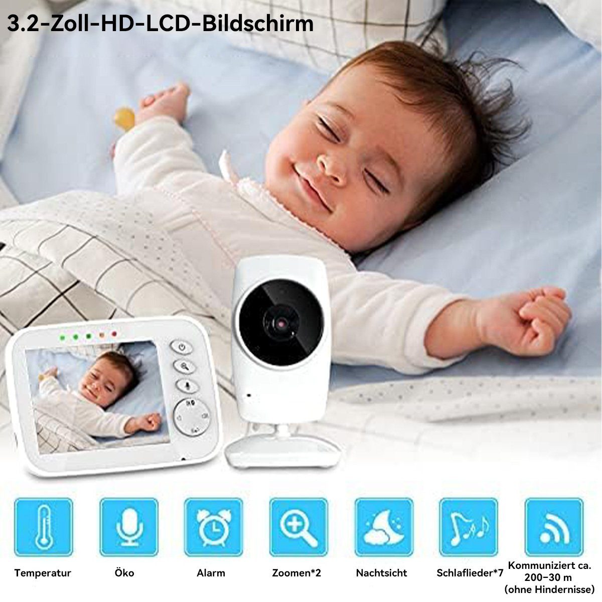 Welikera Babyphone Baby mit Monitor Nachtsicht Gegensprechfunktion, 2,4 GHz Video, Kamera