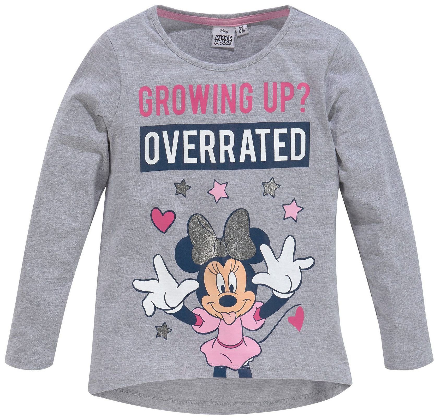 Disney Glitzer Langarmshirt 116 Minnie T-Shirt 110 Langarm für Mädchen Mouse 128 Minnie Mouse