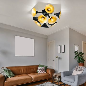 TRIO Leuchten Deckenleuchte, Leuchtmittel nicht inklusive, Deckenleuchte Wohnzimmerlampe Deckenleuchte schwarz gold