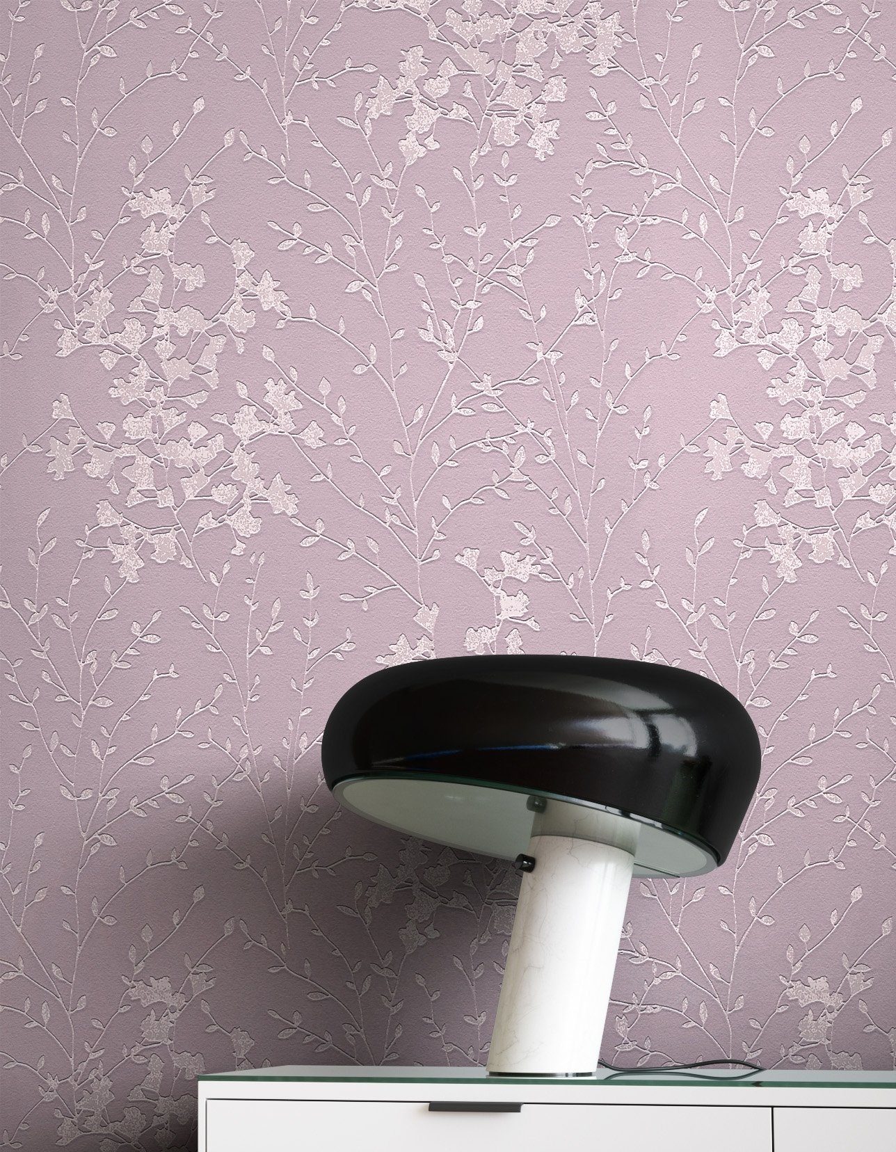 Newroom Vliestapete, Lila Tapete Floral Äste günstig online kaufen