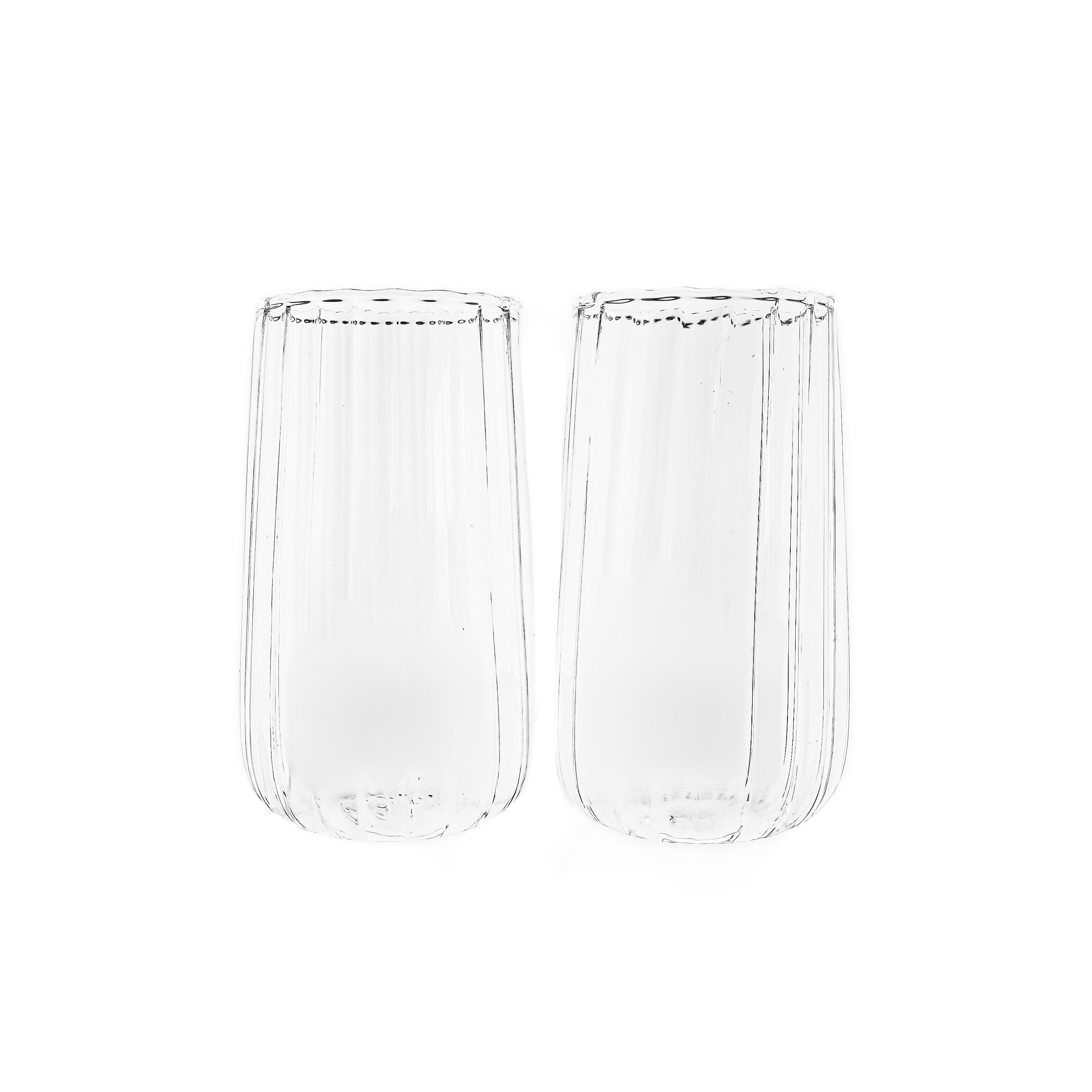 Almina Gläser-Set "Luana Largo" - 400 ml im Relief Design aus Borosilikatglas, 2-tlg.