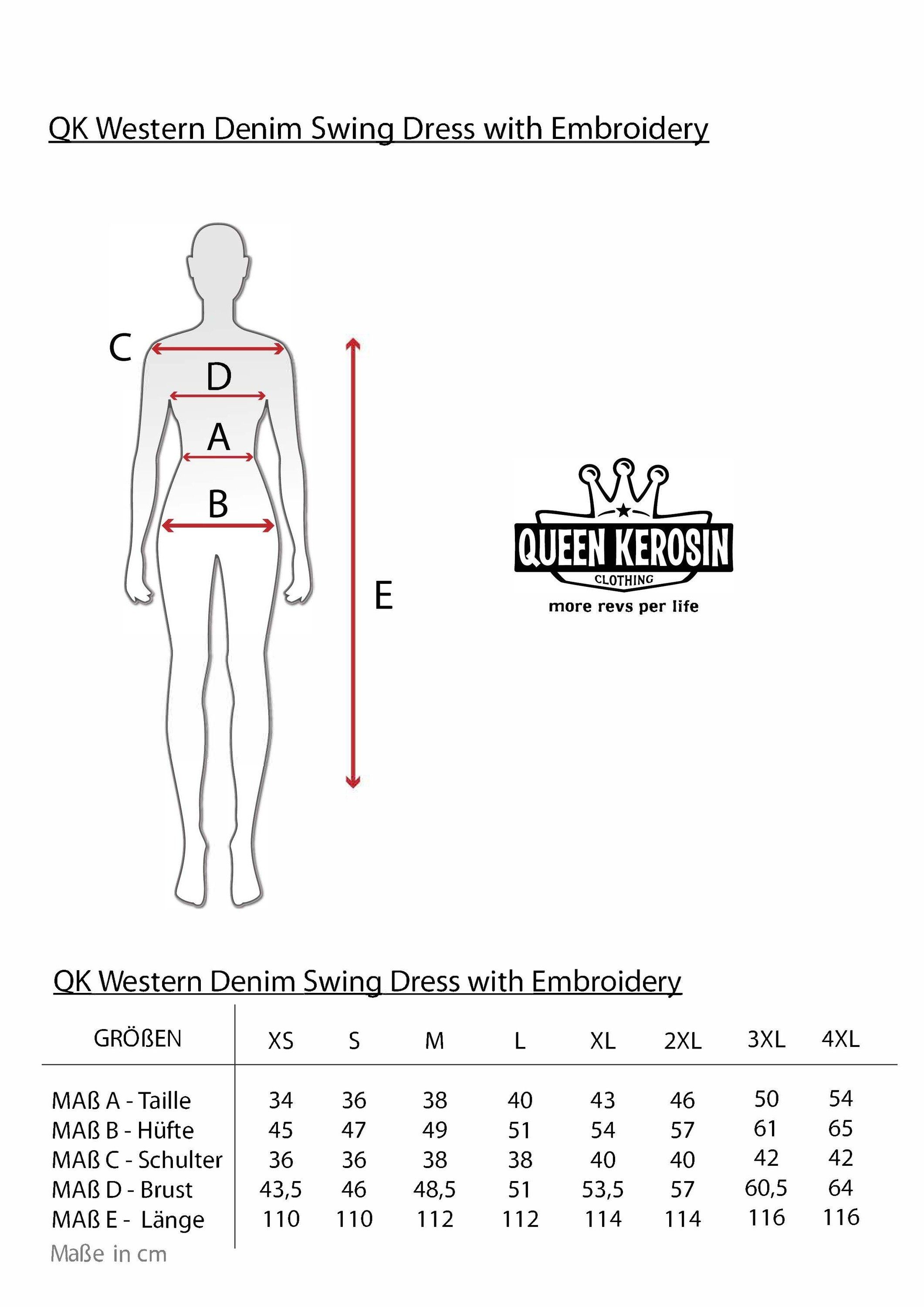 Stickereien Jeanskleid mit Denim (1-tlg) QueenKerosin