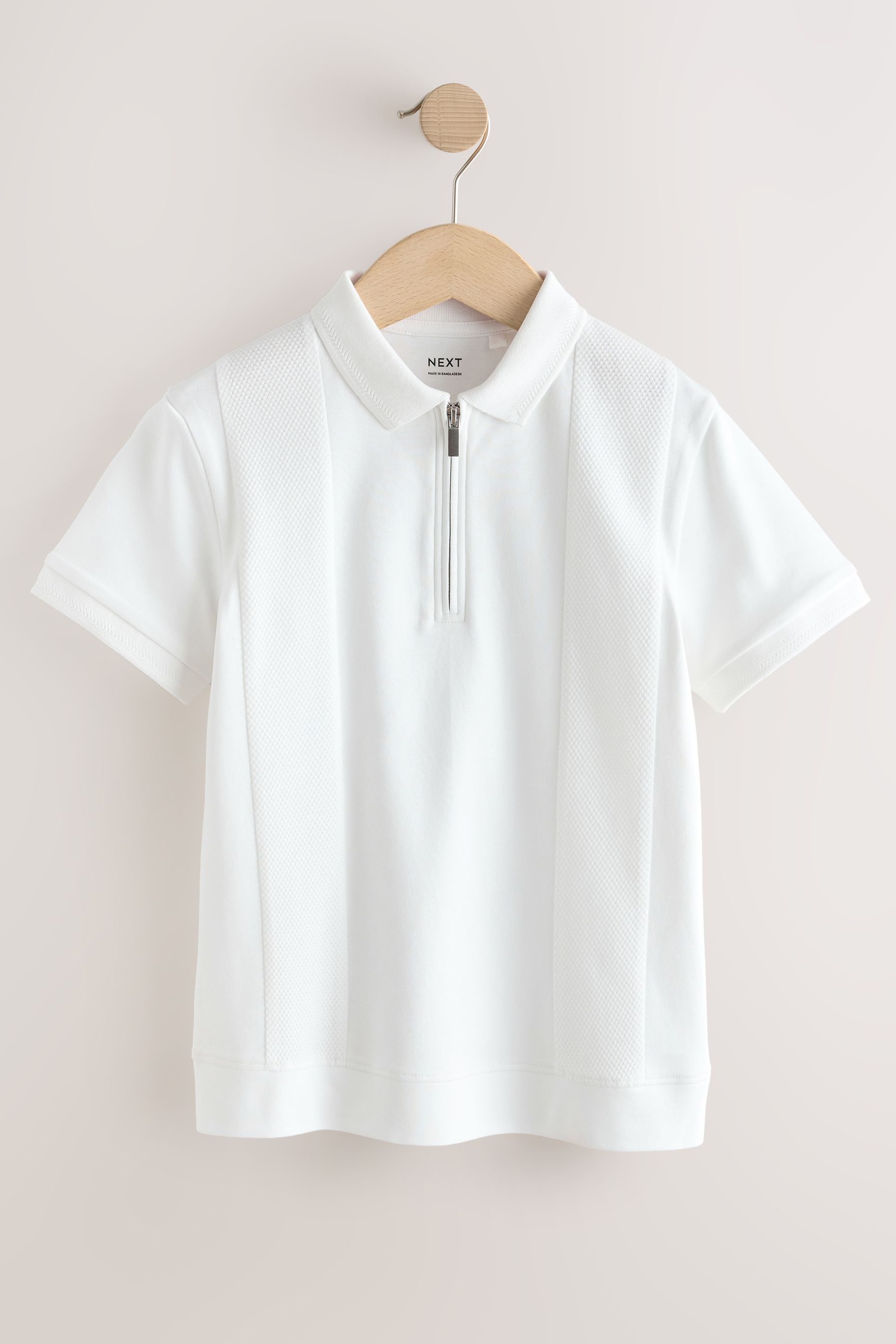Poloshirt Kurzarm-Polohemd mit Reißverschluss und Struktur