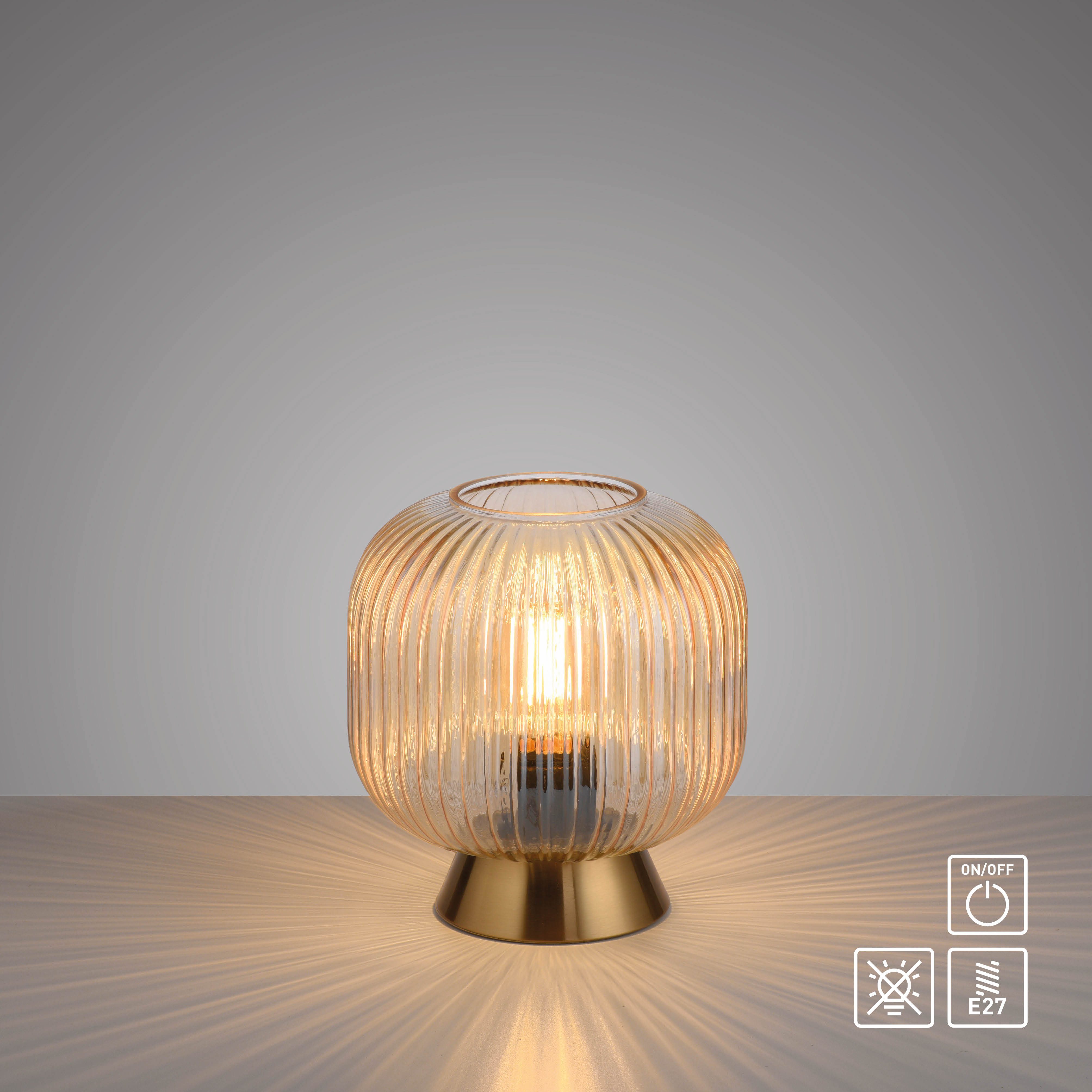 SCHÖNER WOHNEN-Kollektion LED Tischleuchte NAMI, Ein-/Ausschalter, ohne Leuchtmittel, SCHÖNER WOHNEN Kollektion, Schnurschalter, geriffeltes Glas – Bild 4 von 5