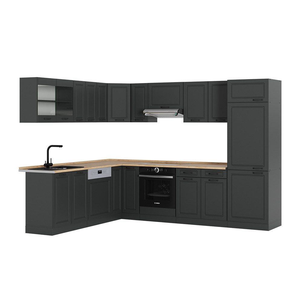 Vicco Winkelküche R-Line, Anthrazit Landhaus/Anthrazit, 227 günstig online kaufen