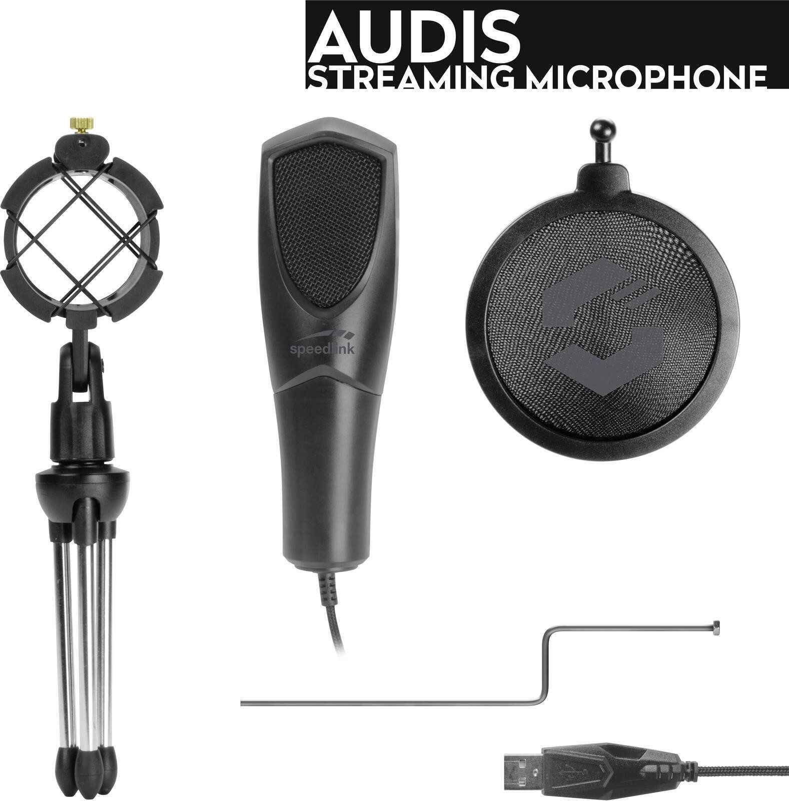 Speedlink AUDIS Streaming Mikrofon, schwarz Headset
