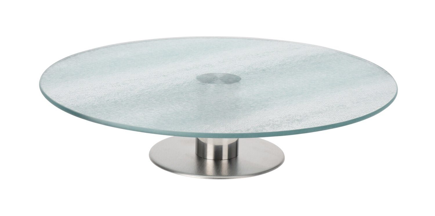 Kuchenplatte MARITINE, Silbergrau, Transparent, Ø 31 cm, Glas, Metall