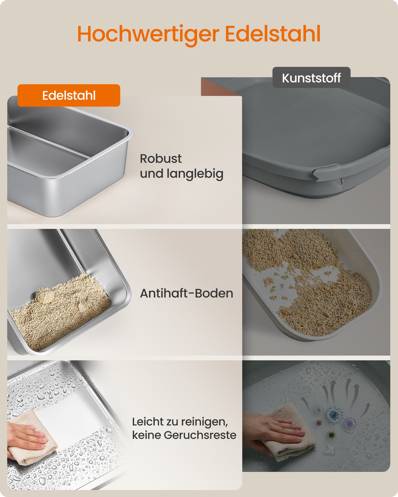 FEANDREA Katzentoilette mit Deckel,geschlossen, inklusive Schaufel und Bürste, für Katzen bis 15 kg