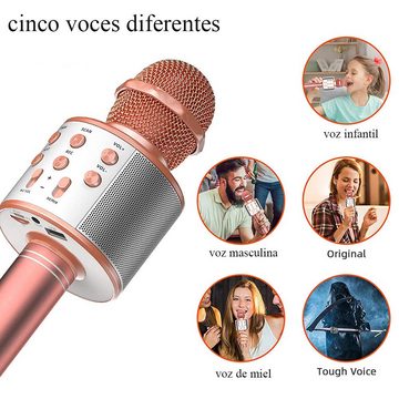 Jioson Mikrofon Bluetooth-Mikrofon Karaoke Kinder Wireless Mikrofon USB-Ladung (kabelloses Mikrofon geeignet für Familienfeiern, Karaoke-Singen), kompatibel mit iOS, Android, iPad, Laptops und andere Geräte