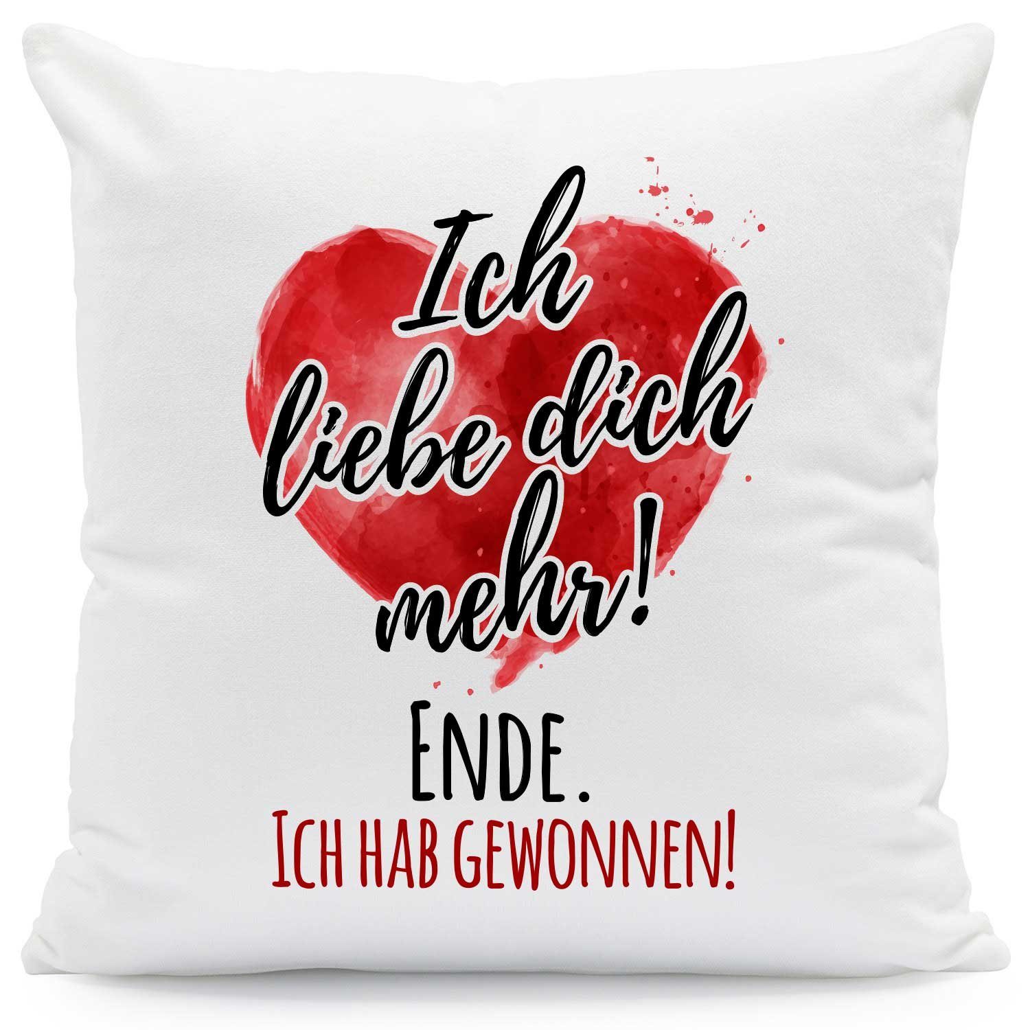 GRAVURZEILE Zierkissen mit Motiv - Ich liebe dich mehr - Geschenk -
