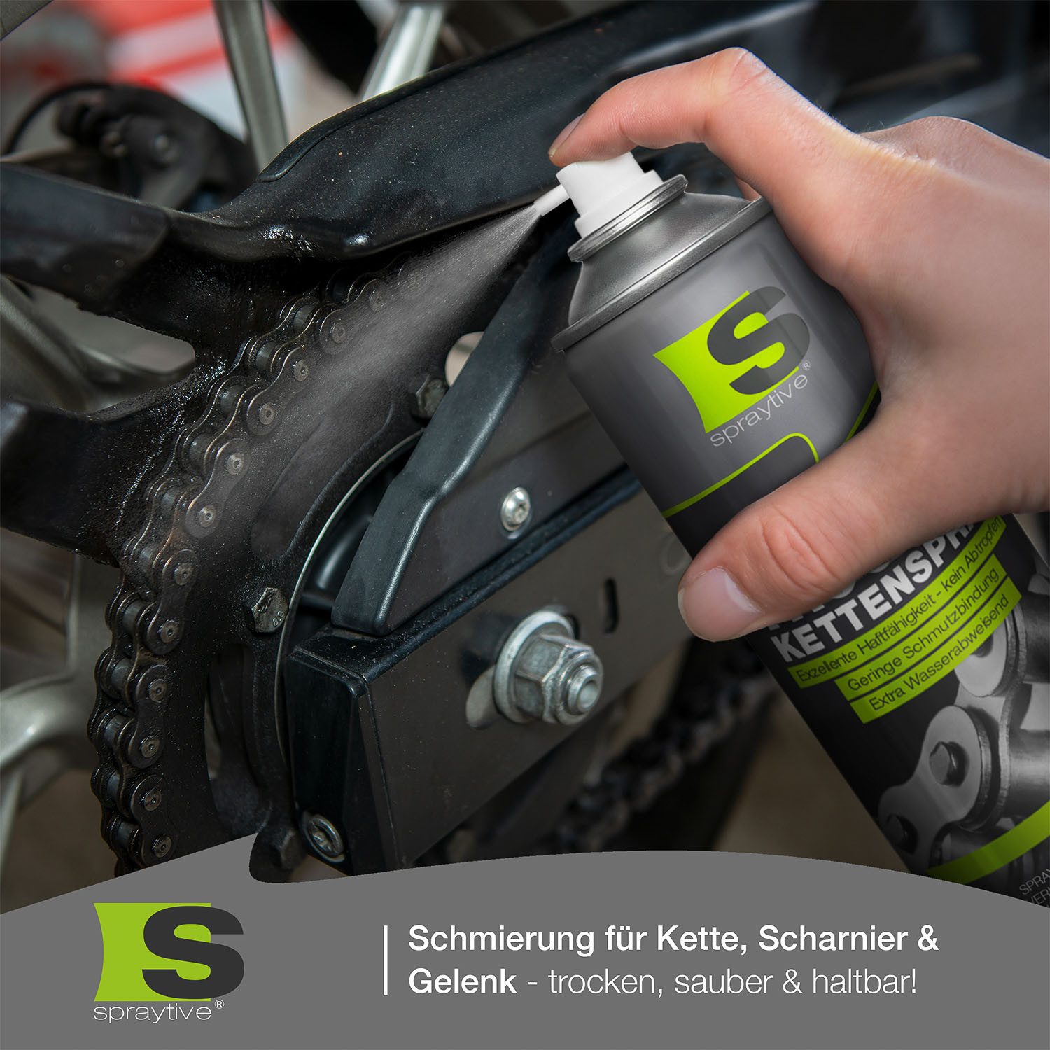 Spraytive Schmierfett 24x 500ml Profi Trockenkettenspray – Allwetter Kettenspray, Kettenfett, Made in Germany