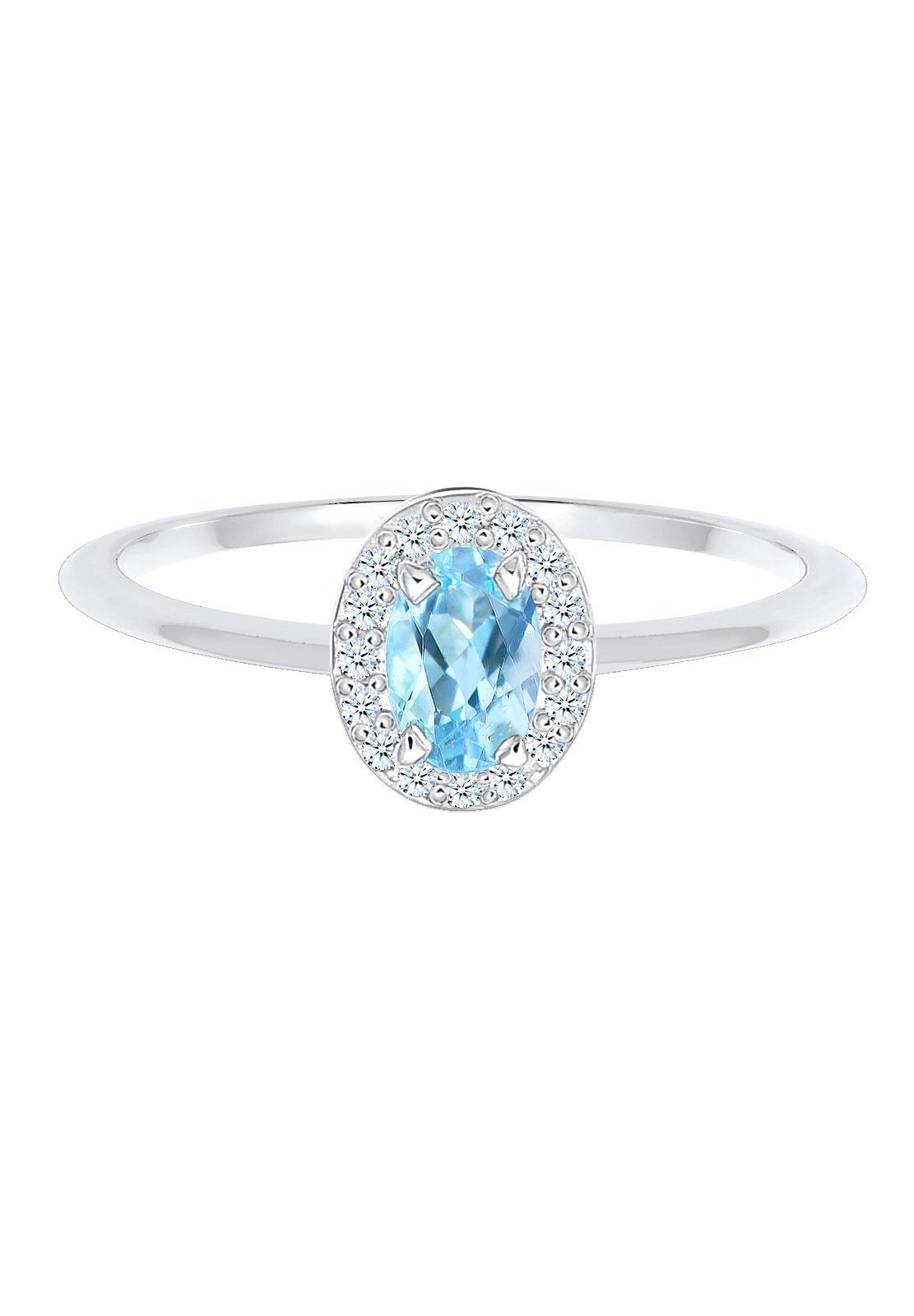 Elli DIAMONDS Verlobungsring Oval Topas Diamant Brillantschliff (0.08 ct) 925 Sterling Silber