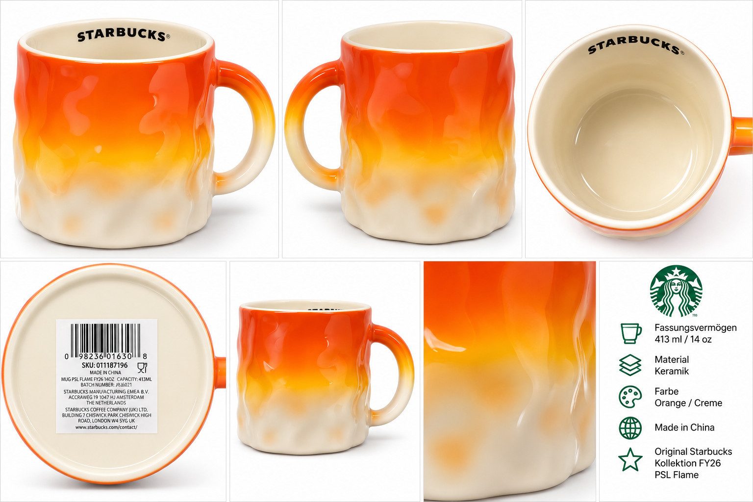 Starbucks Frühstücks-Geschirrset Starbucks 2026 Autumn Tasse Cup Orange 413 ml / 14 oz