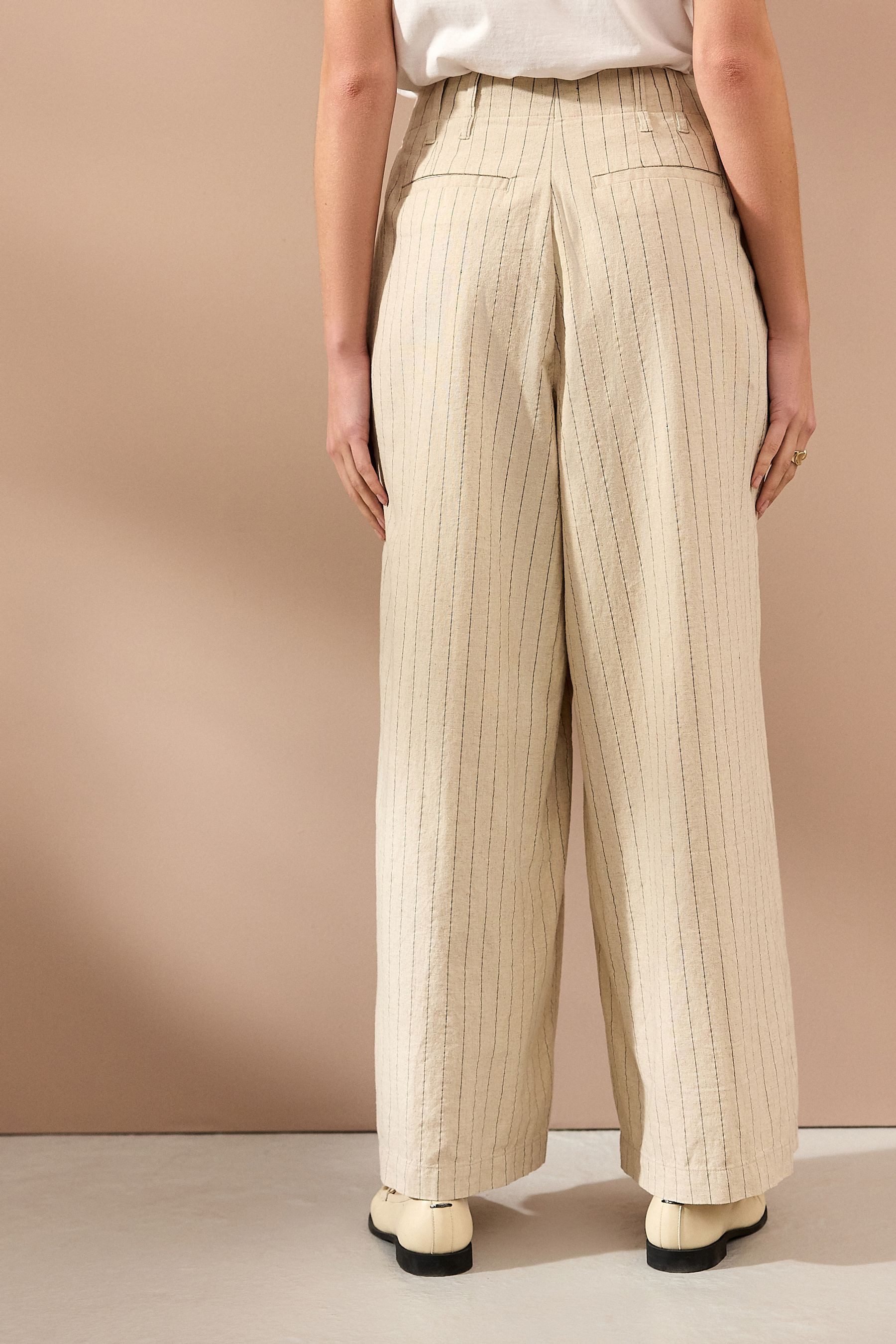 Next Leinenhose Superbreit gestreifte Hose aus günstig online kaufen
