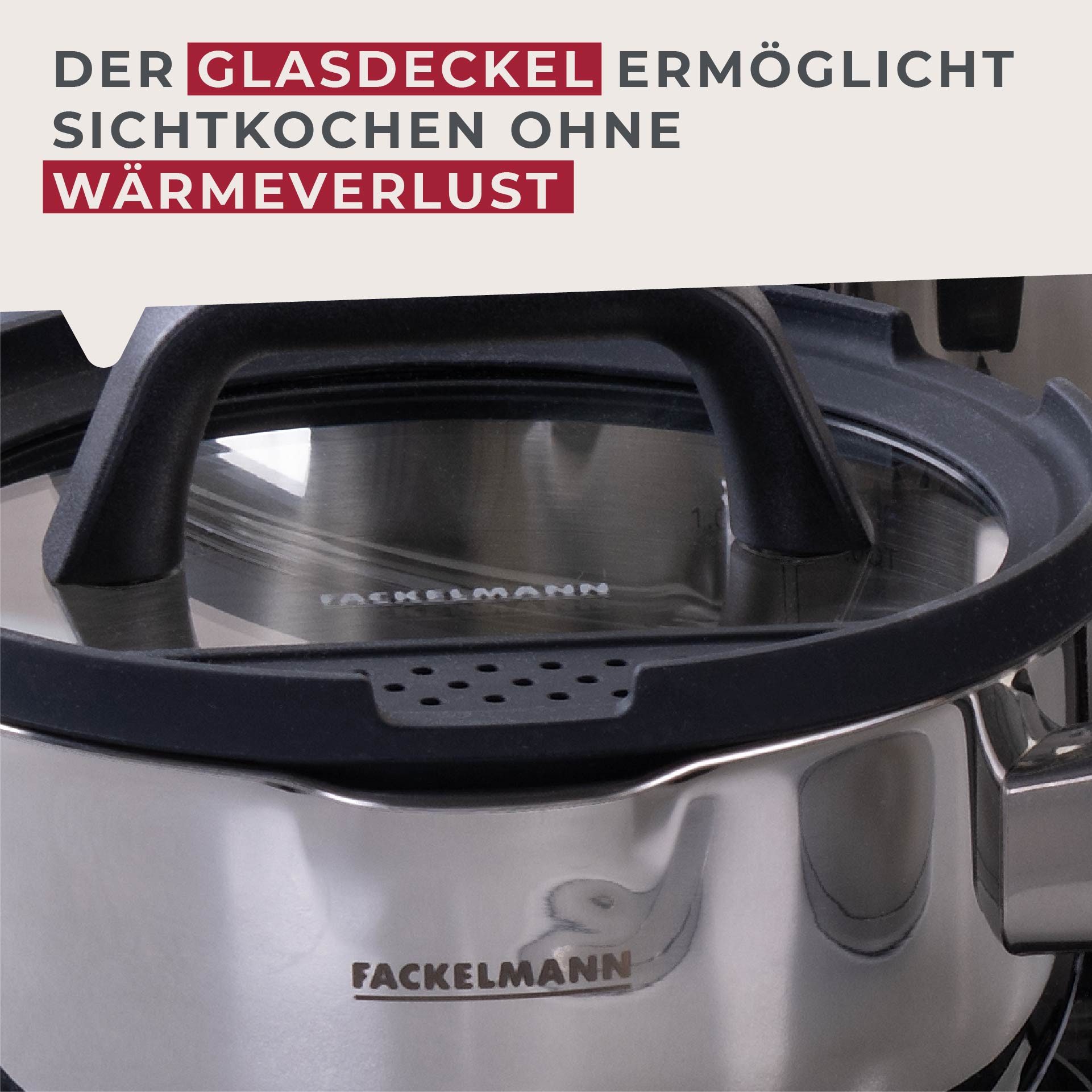 FACKELMANN Topf-Set Elmau, Edelstahl (Set, 8-tlg), Deckel mit Abgießfunktion