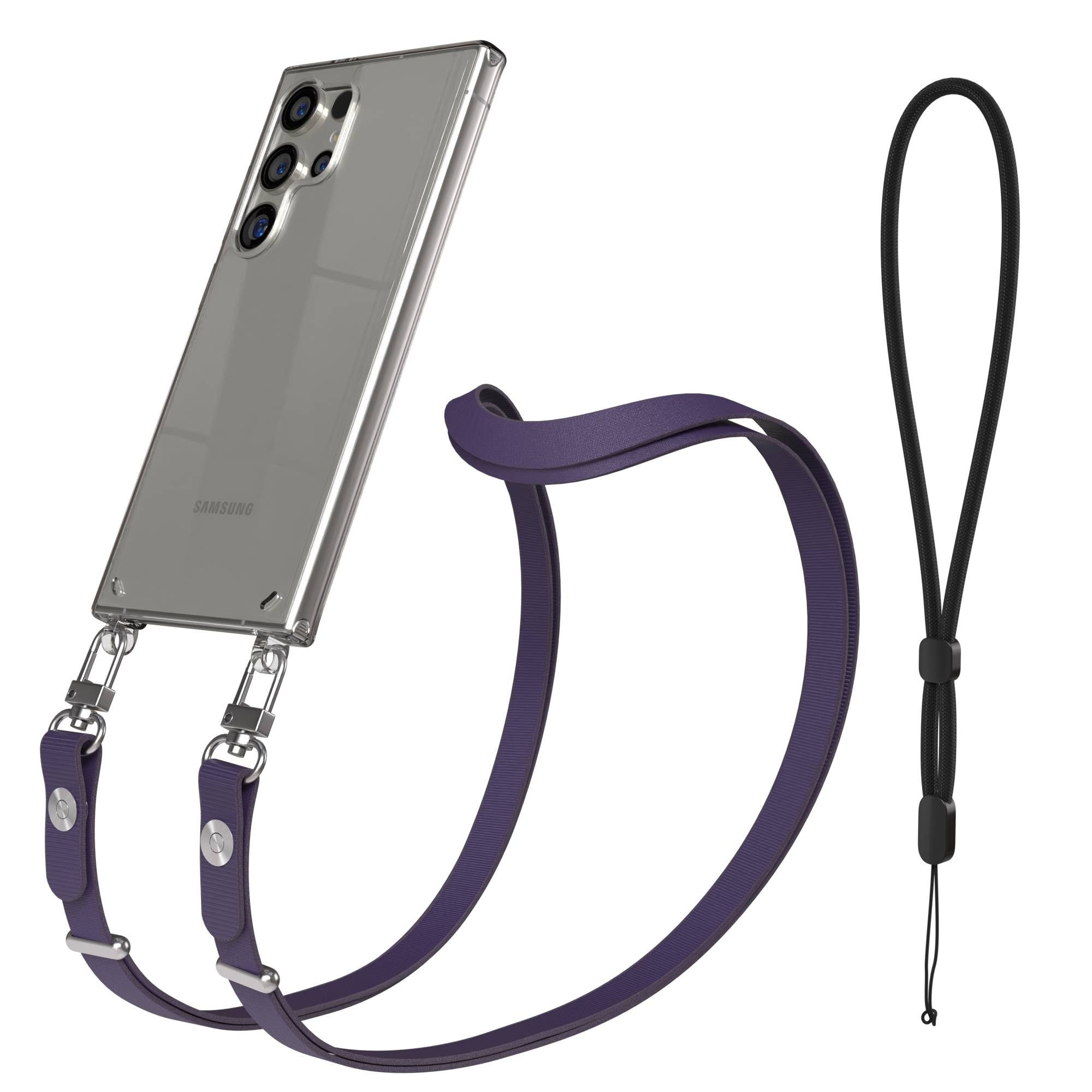 EAZY CASE Handykette für Samsung Galaxy S24 Ultra Handyhülle mit Handyband magnetisch, Smartphone Band in Lila mit 2x2 Connectoren und Magnetband