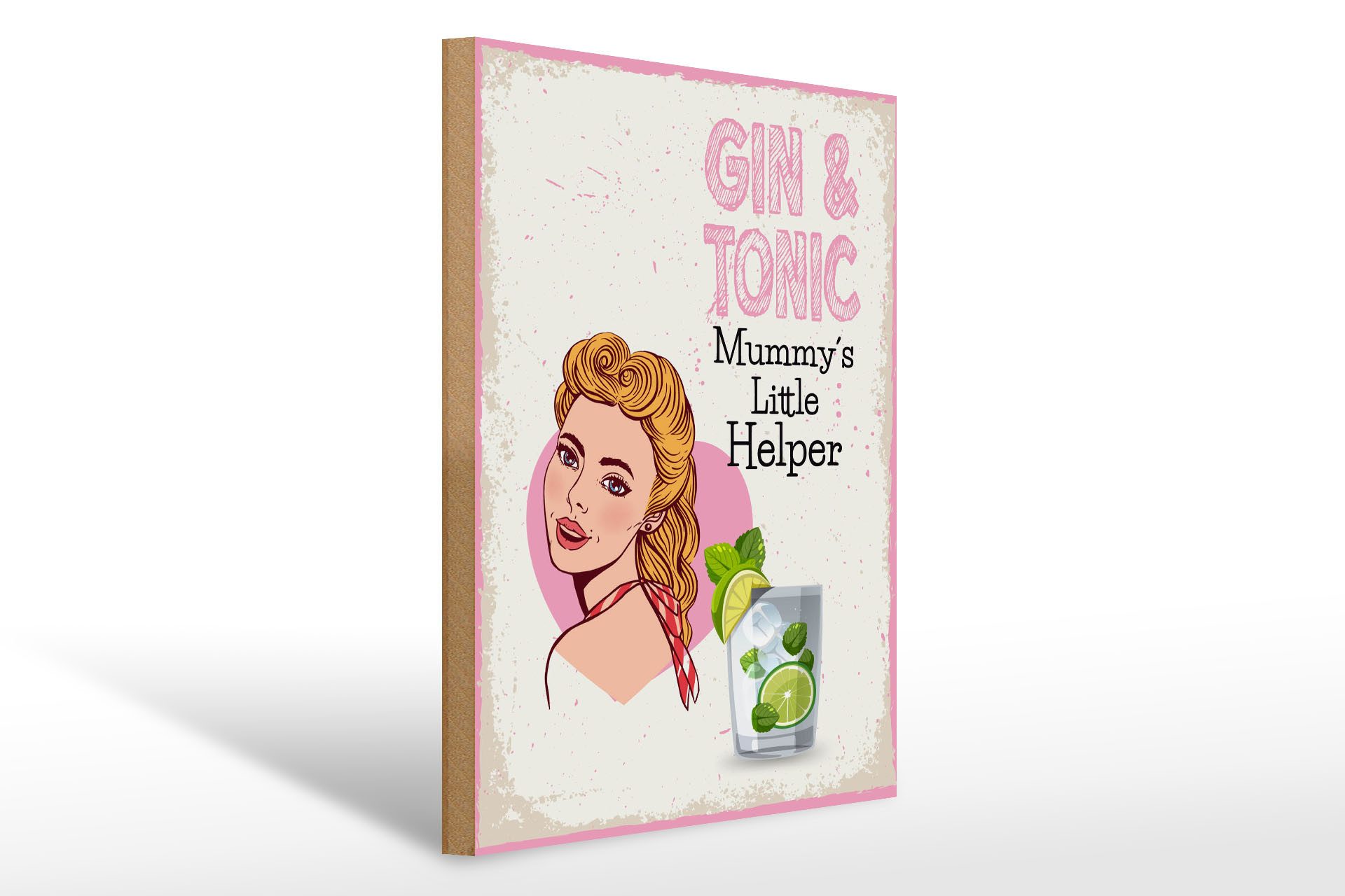 Holzbild Spruch Gin & Tonic Mummy`s little Helper 30x40cm