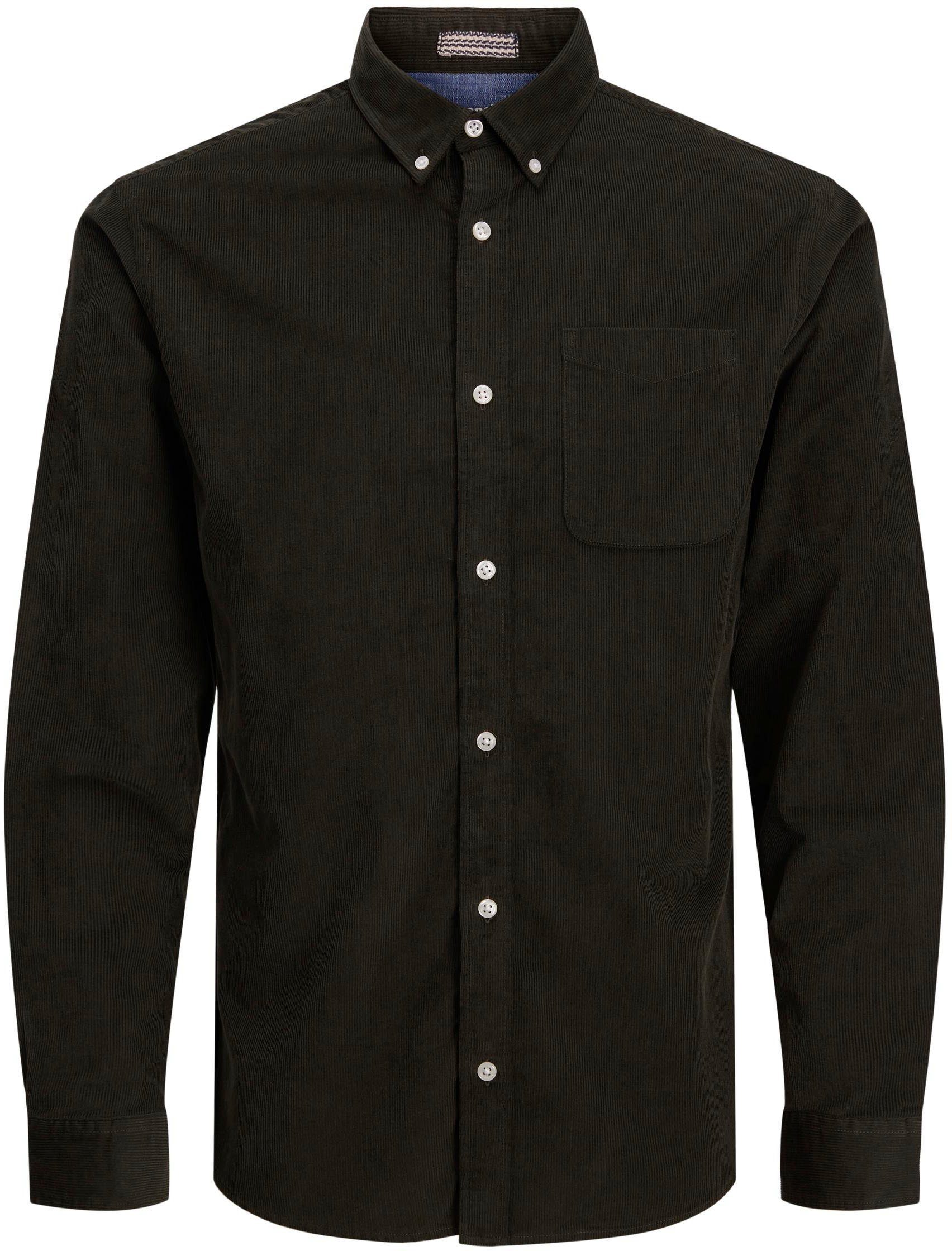 Jack & Jones Langarmhemd CLASSIC CORDUROY SHIRT dunkelgrün