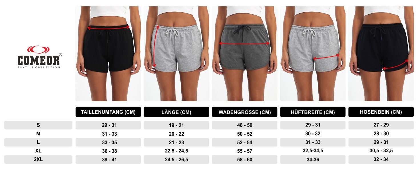 COMEOR Sporthose Kurze Hose Damen Sportshorts Laufshorts Sommer Hosen Train günstig online kaufen