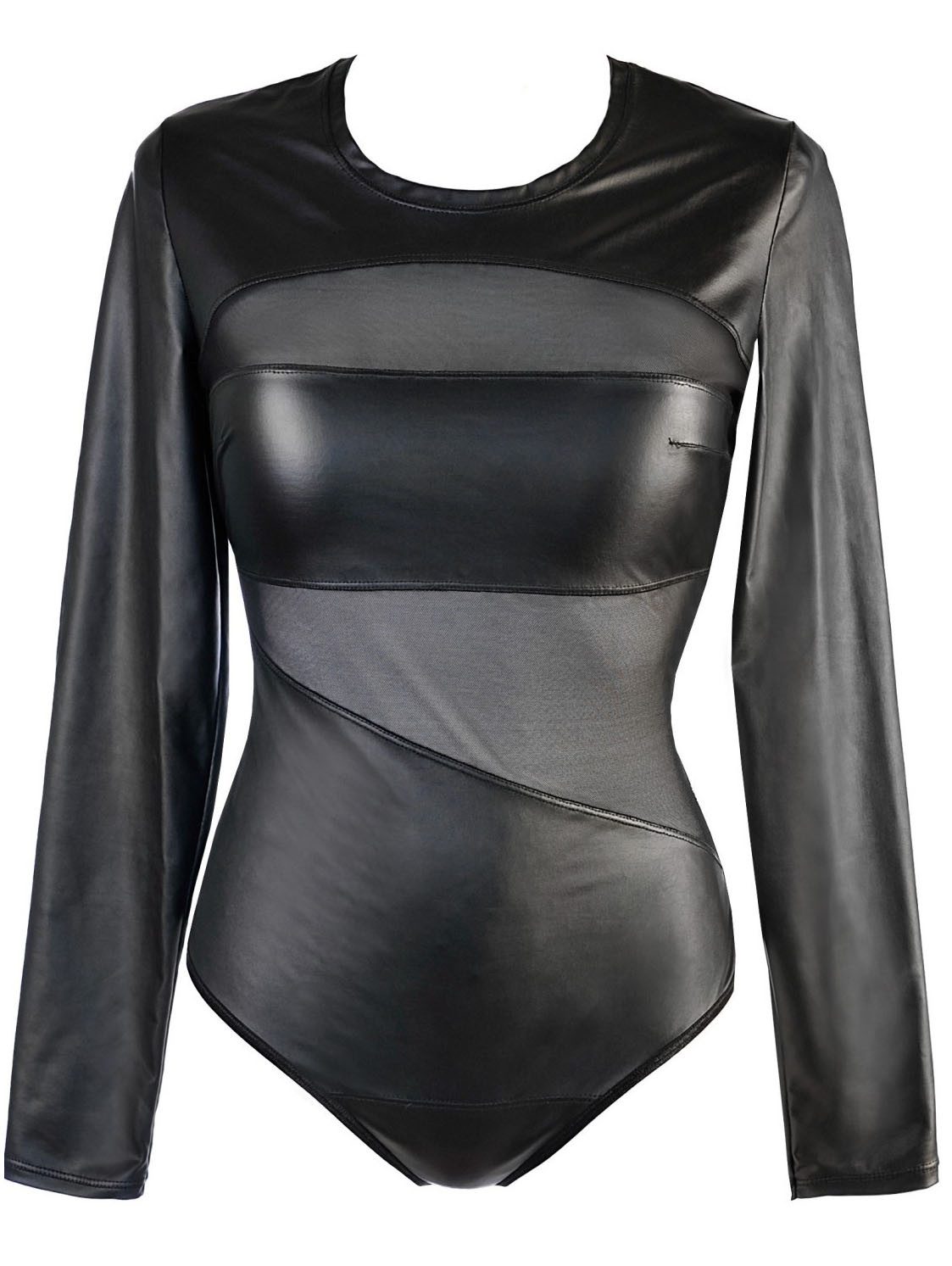 Axami Langarmbody mit Mesh-Einsätzen, hochbeinig zugeschnitten